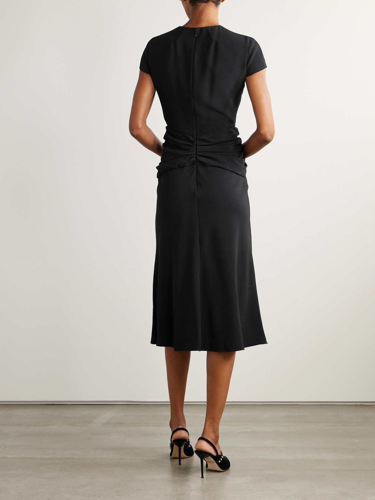 Alexander Mcqueen Twist-front Draped Crepe Midi Dress