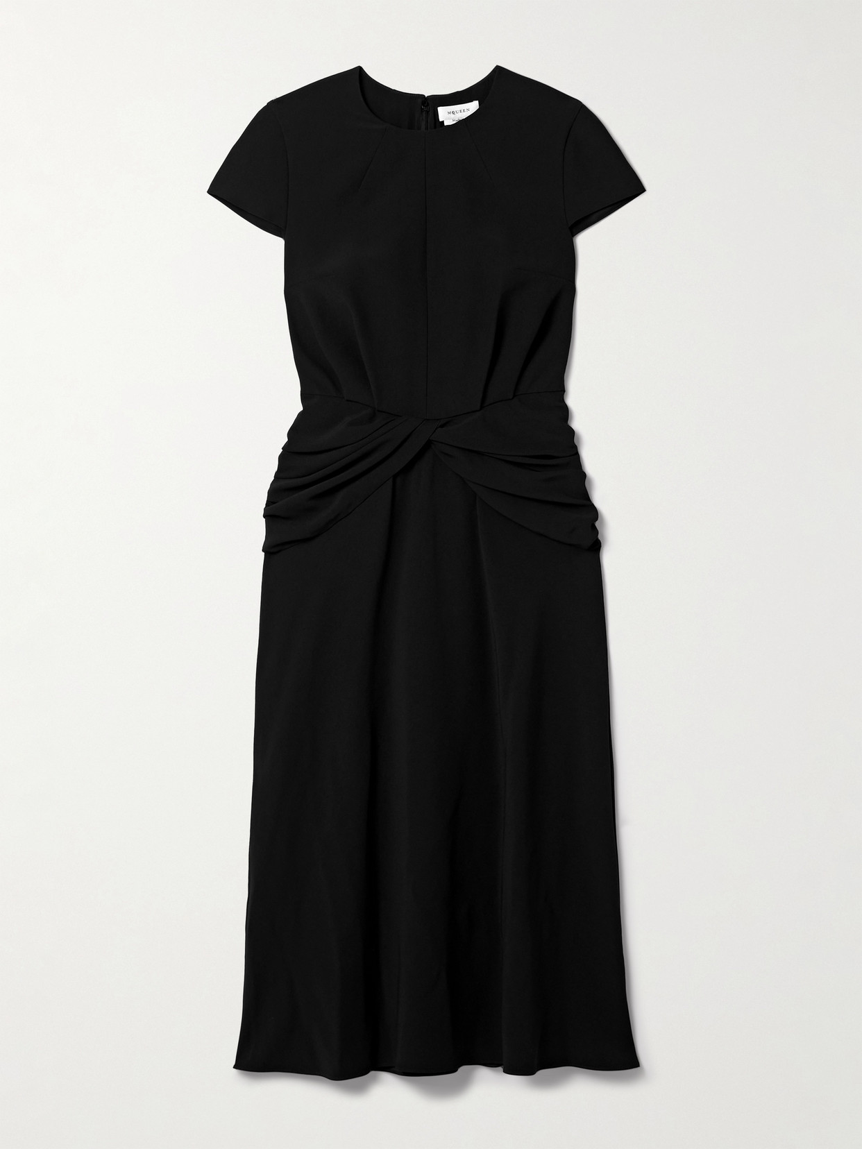 Alexander Mcqueen Twist-front Draped Crepe Midi Dress