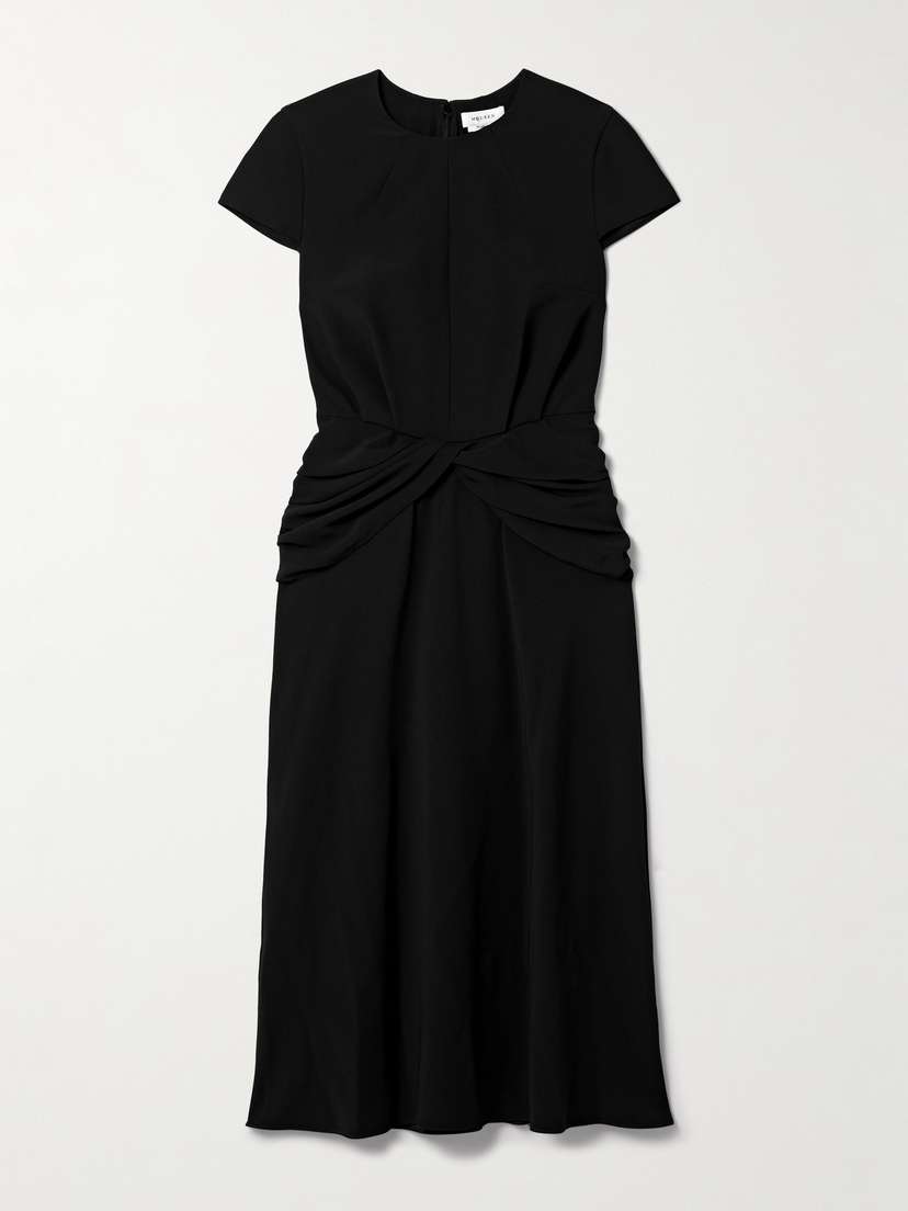 McQueen Twist-front Draped Crepe Midi Dress