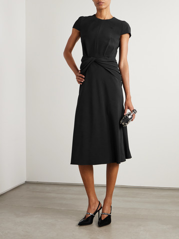 McQueen Twist-front draped crepe midi dress