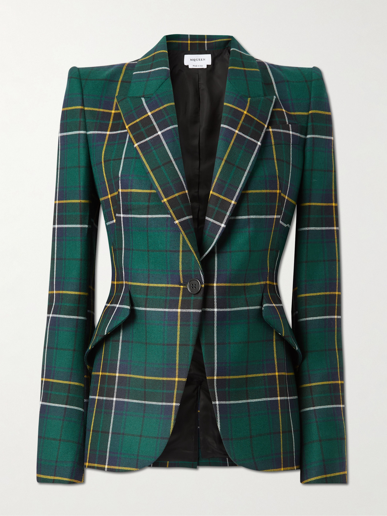 Alexander Mcqueen Checked Wool-twill Blazer In Green