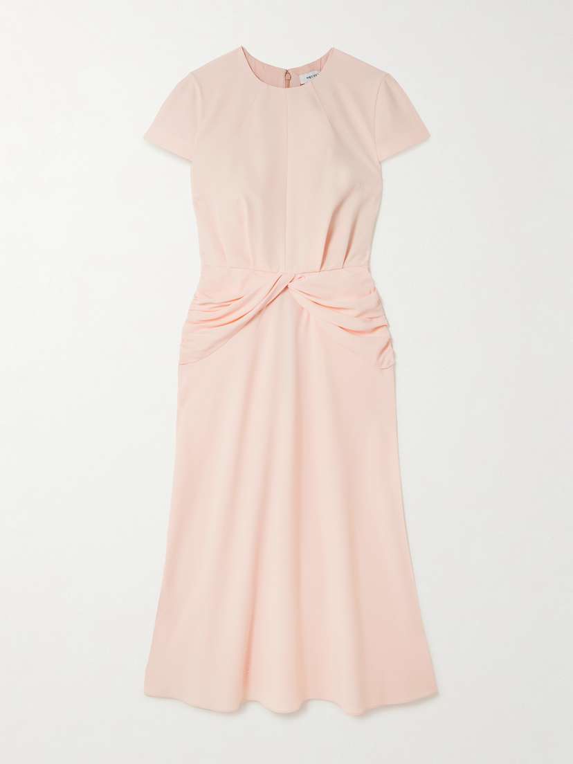 McQueen Twist-front Draped Crepe Midi Dress
