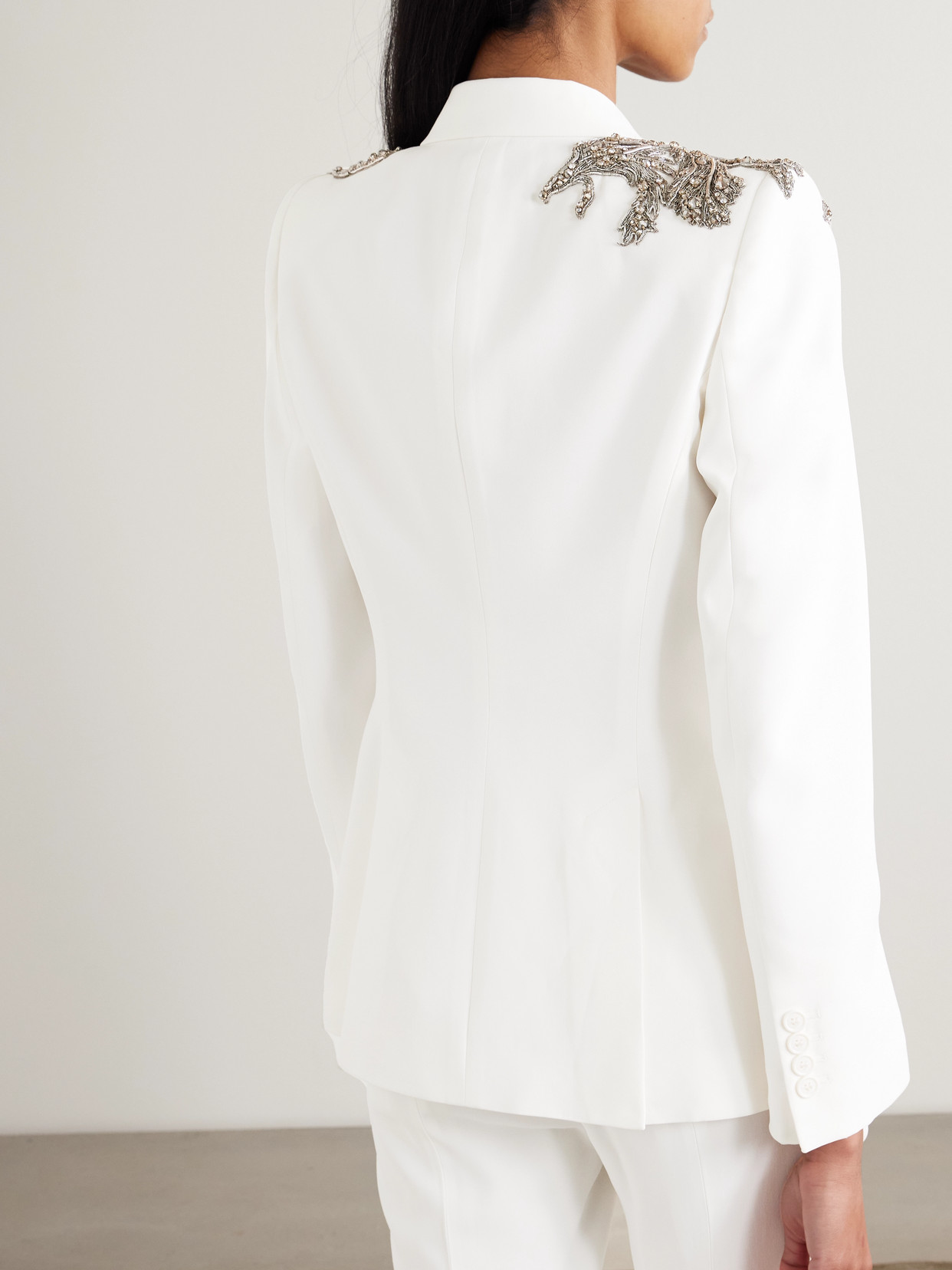 Alexander Mcqueen Embellished Crepe Blazer