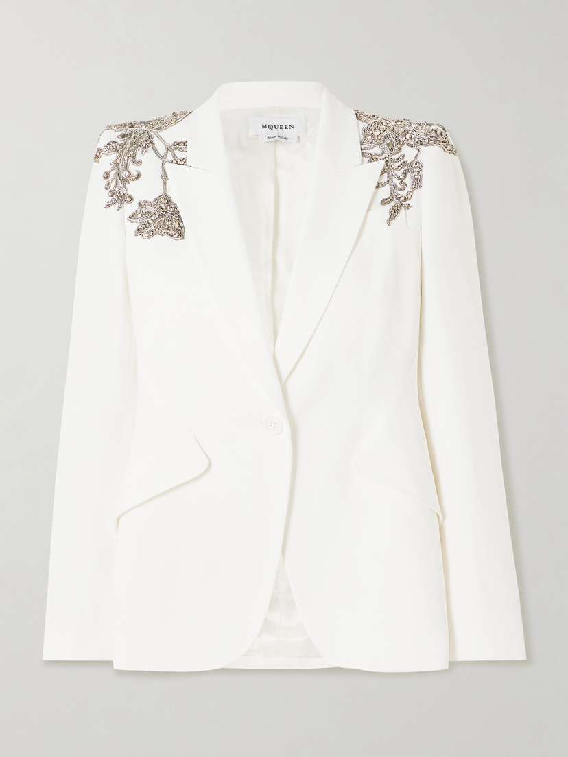 McQueen Embellished Crepe Blazer