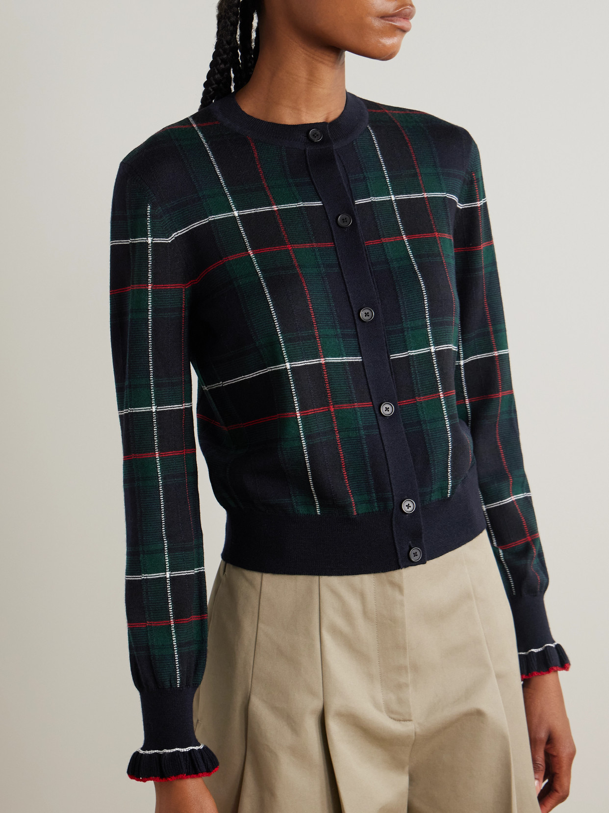 Alexander Mcqueen Checked Wool Cardigan In Multi