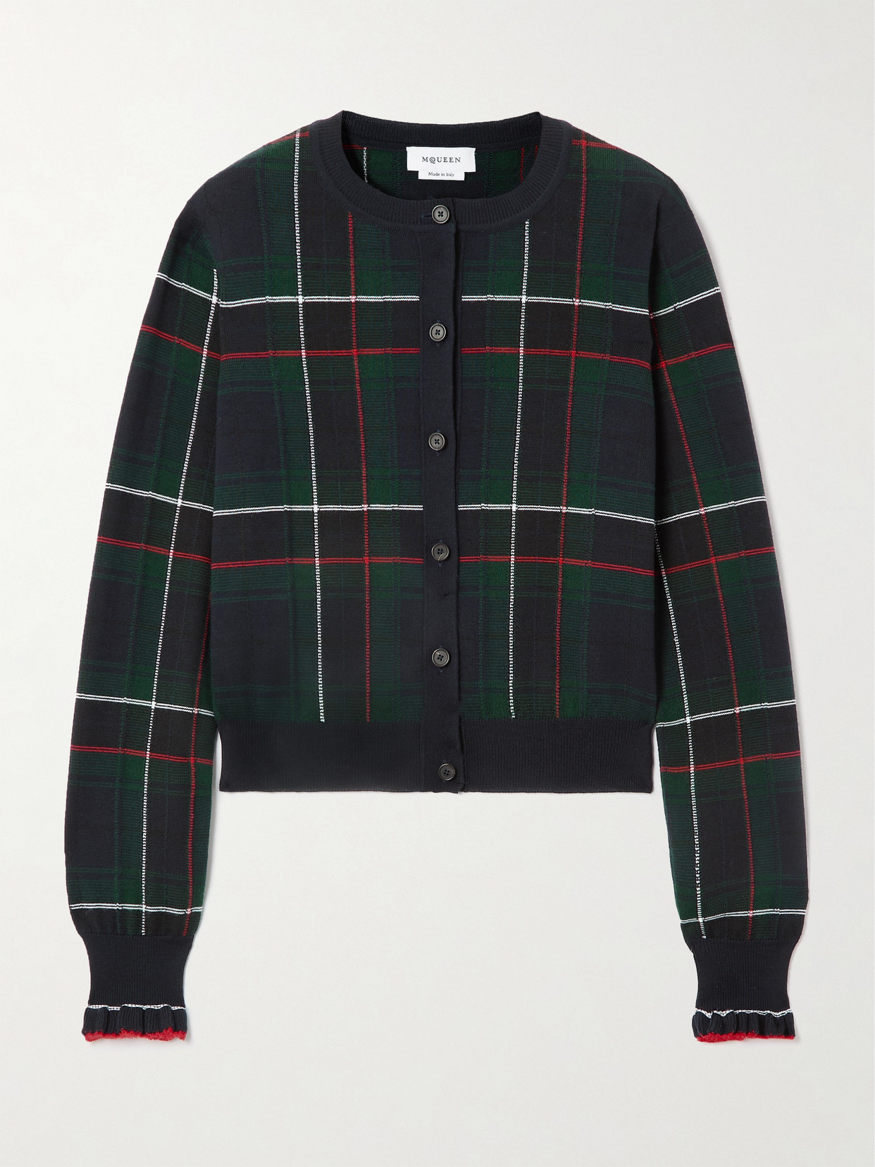Alexander Mcqueen Checked Wool Cardigan In Multi