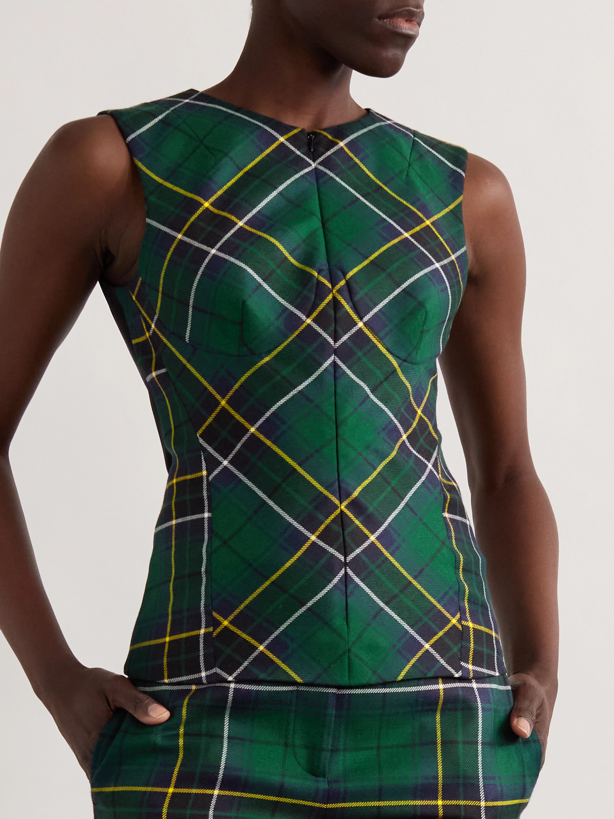 Alexander Mcqueen Checked Wool-twill Vest In Multi