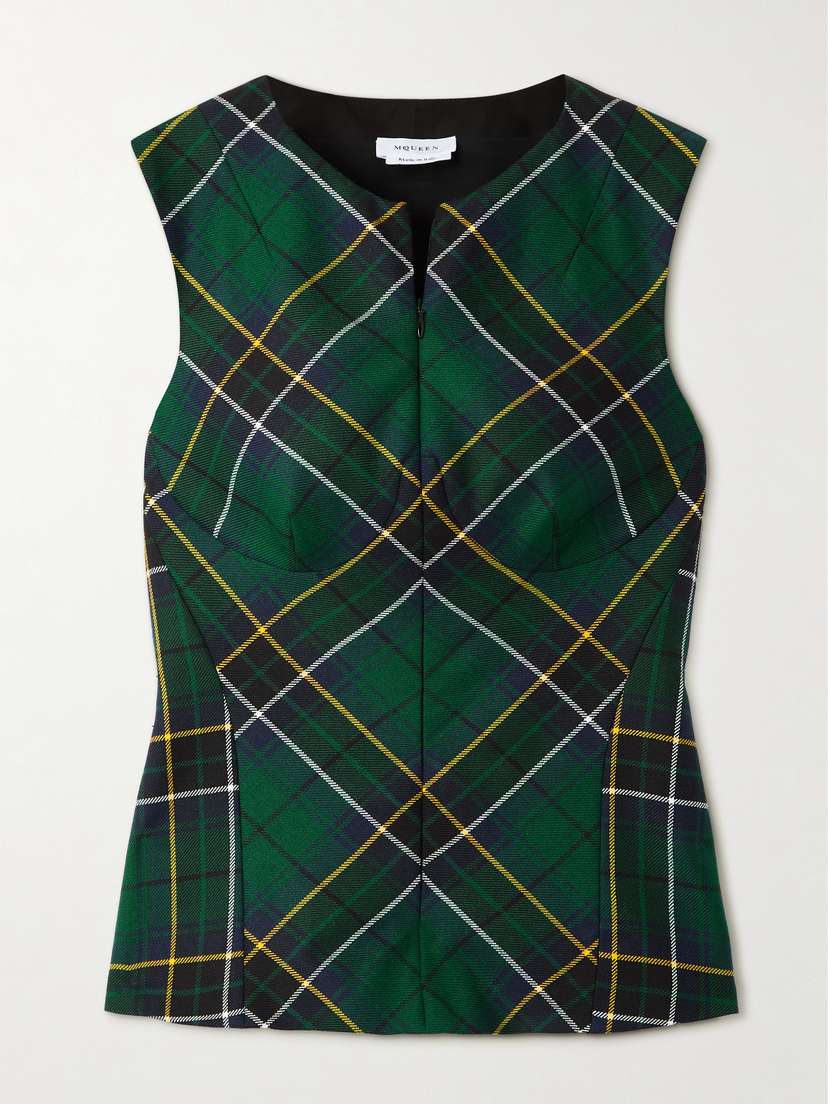 McQueen Checked Wool-twill Vest