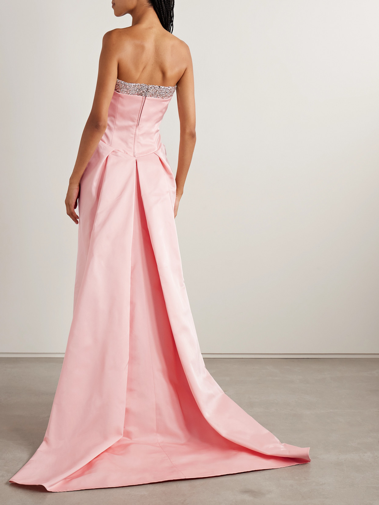 Alexander Mcqueen Strapless Crystal-embellished Taffeta Gown In Pink