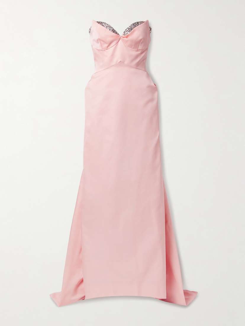 McQueen Strapless Crystal-embellished Taffeta Gown
