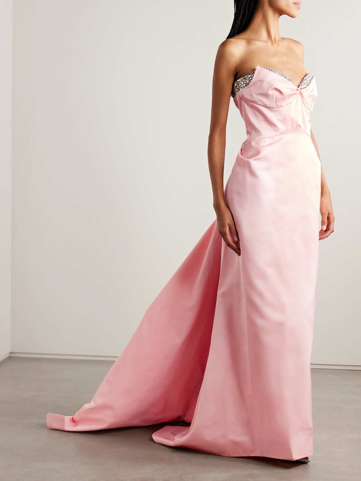 Alexander Mcqueen Strapless Crystal-embellished Taffeta Gown In Pink