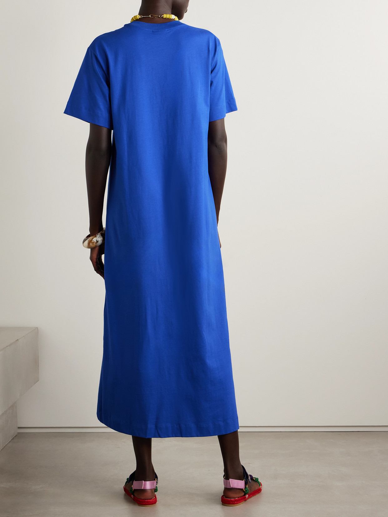Farm Rio Rio Oversized Printed Cotton-jersey Maxi Dress In Blue