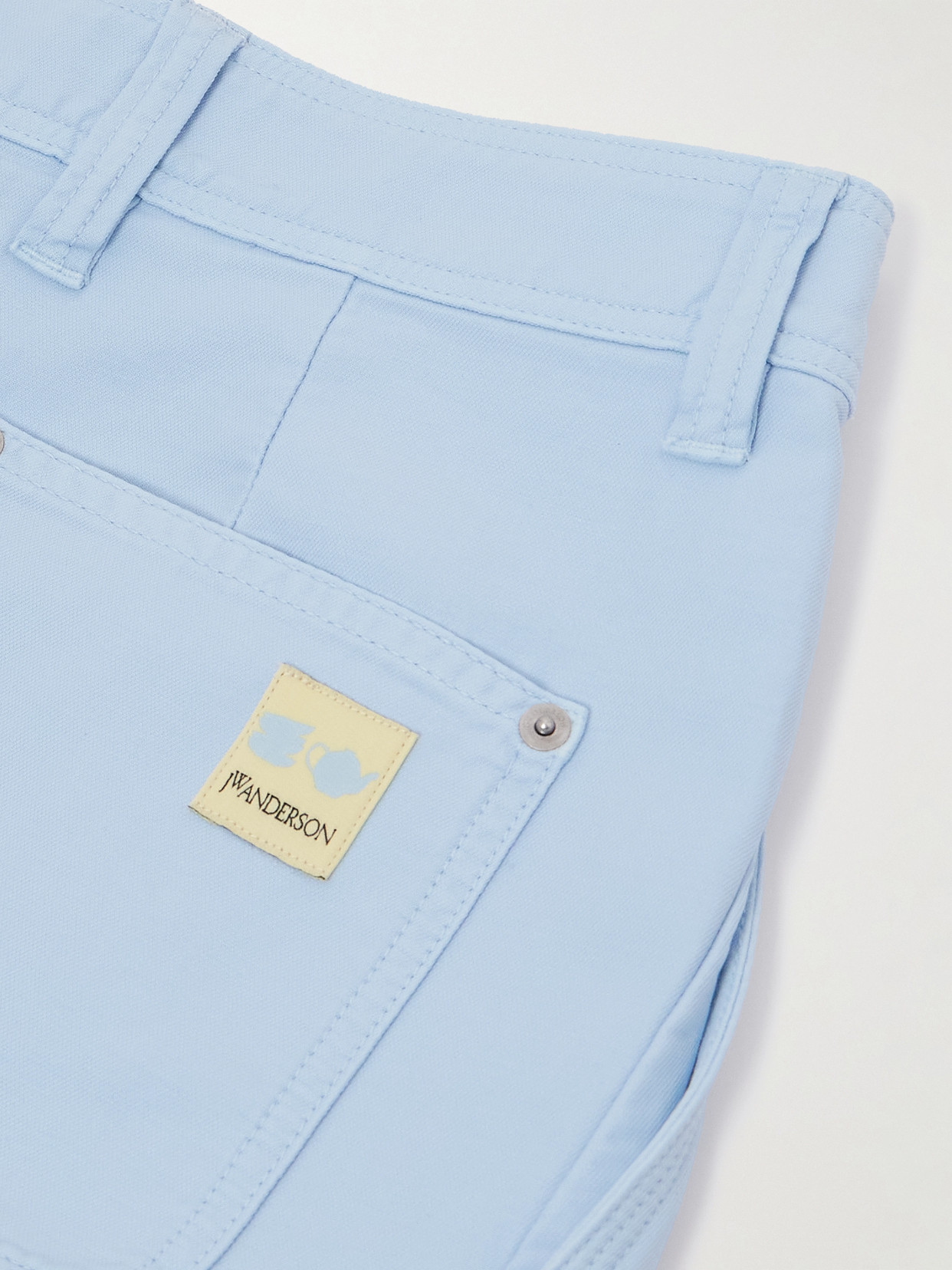 Jw Anderson Pleated Cotton-twill Barrel-leg Pants In Blue