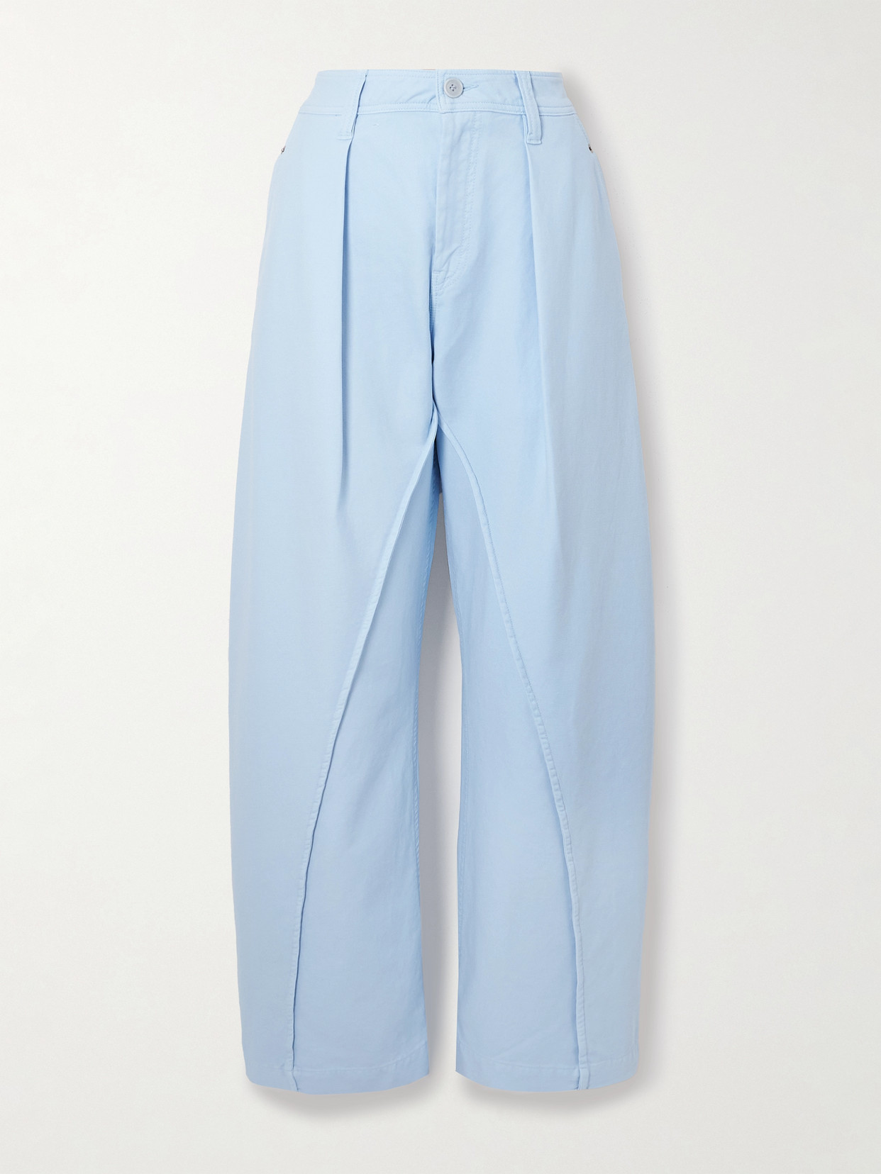 Jw Anderson Pleated Cotton-twill Barrel-leg Pants In Blue