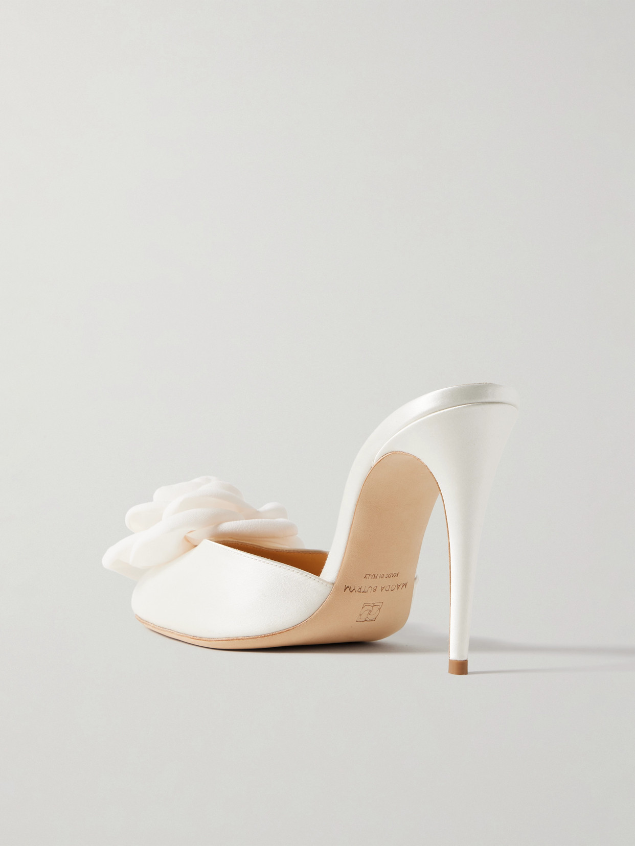 Magda Butrym 105mm Peep Toe Satin Mules In Ivory
