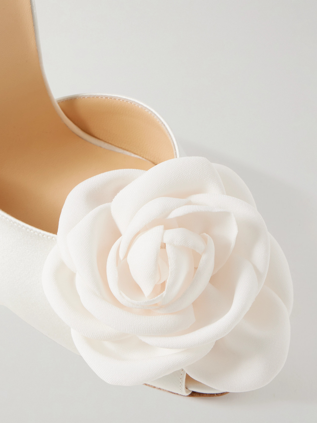 Magda Butrym 105mm Peep Toe Satin Mules In Ivory