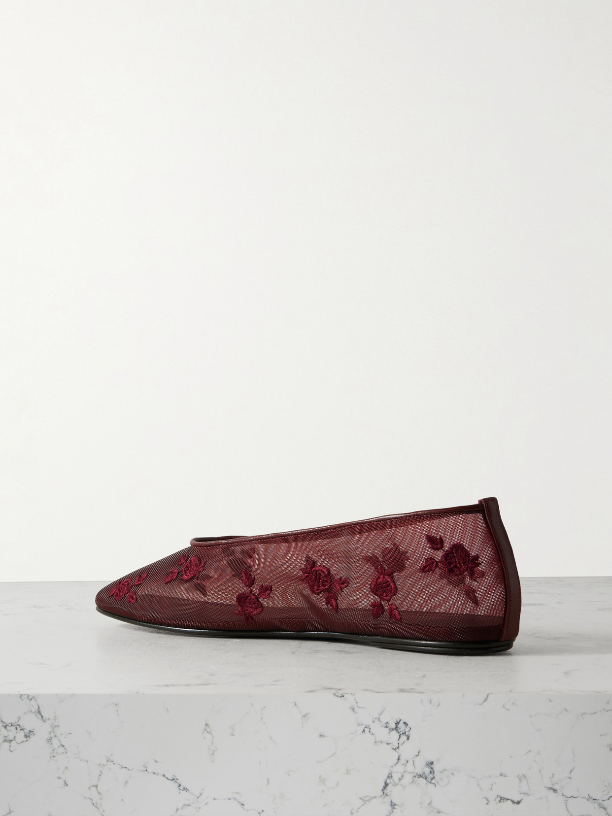 Magda Butrym 10mm Embroidered Ballerina Flats In Burgundy
