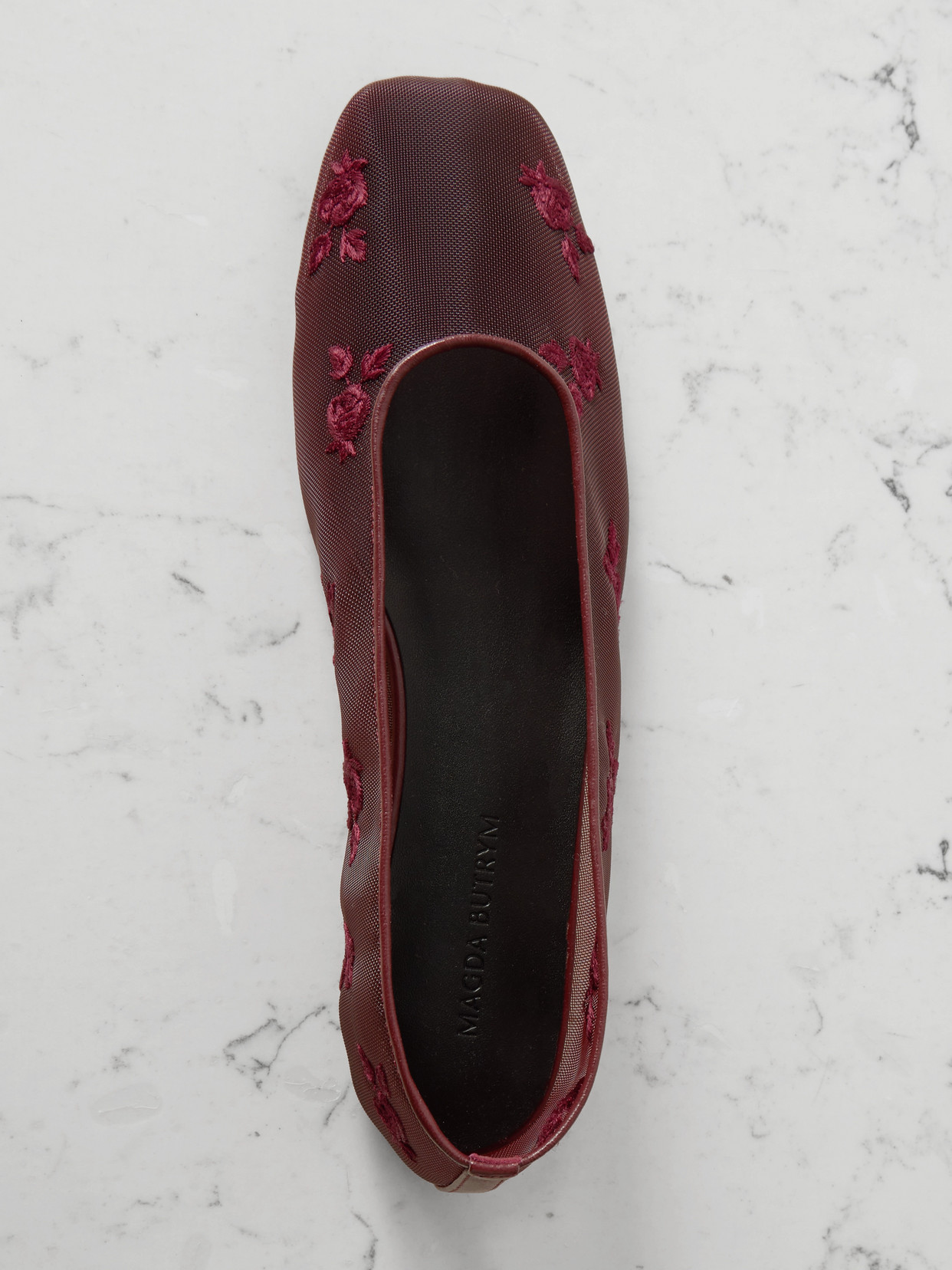 Magda Butrym 10mm Embroidered Ballerina Flats In Burgundy