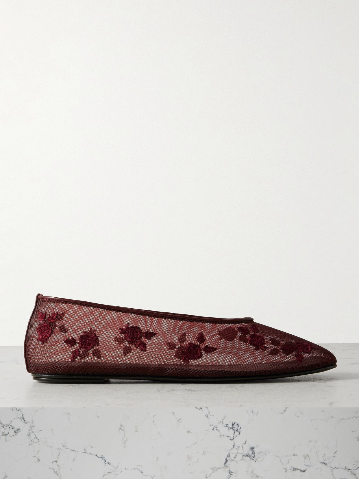 Magda Butrym 10mm Embroidered Ballerina Flats In Burgundy