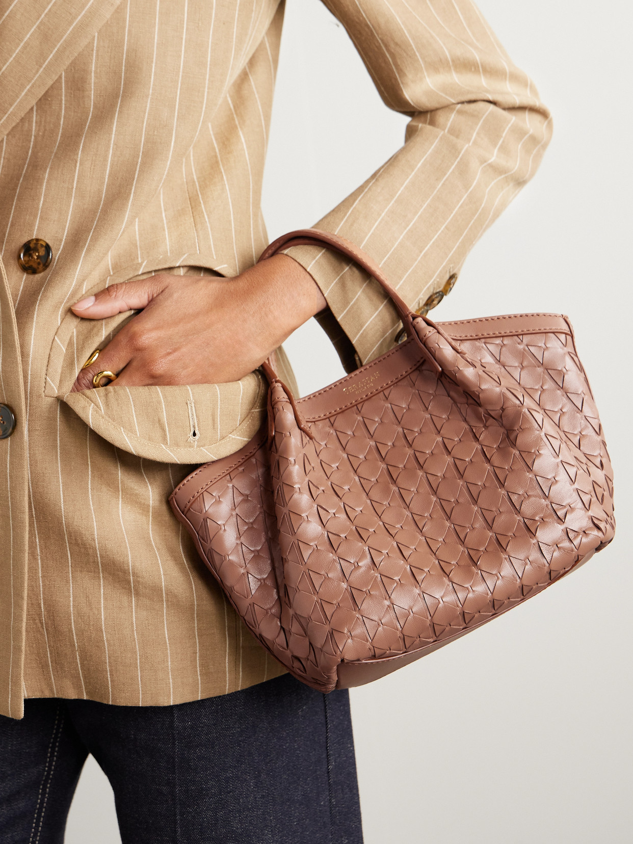 Serapian Secret Mini Woven Leather Shoulder Bag