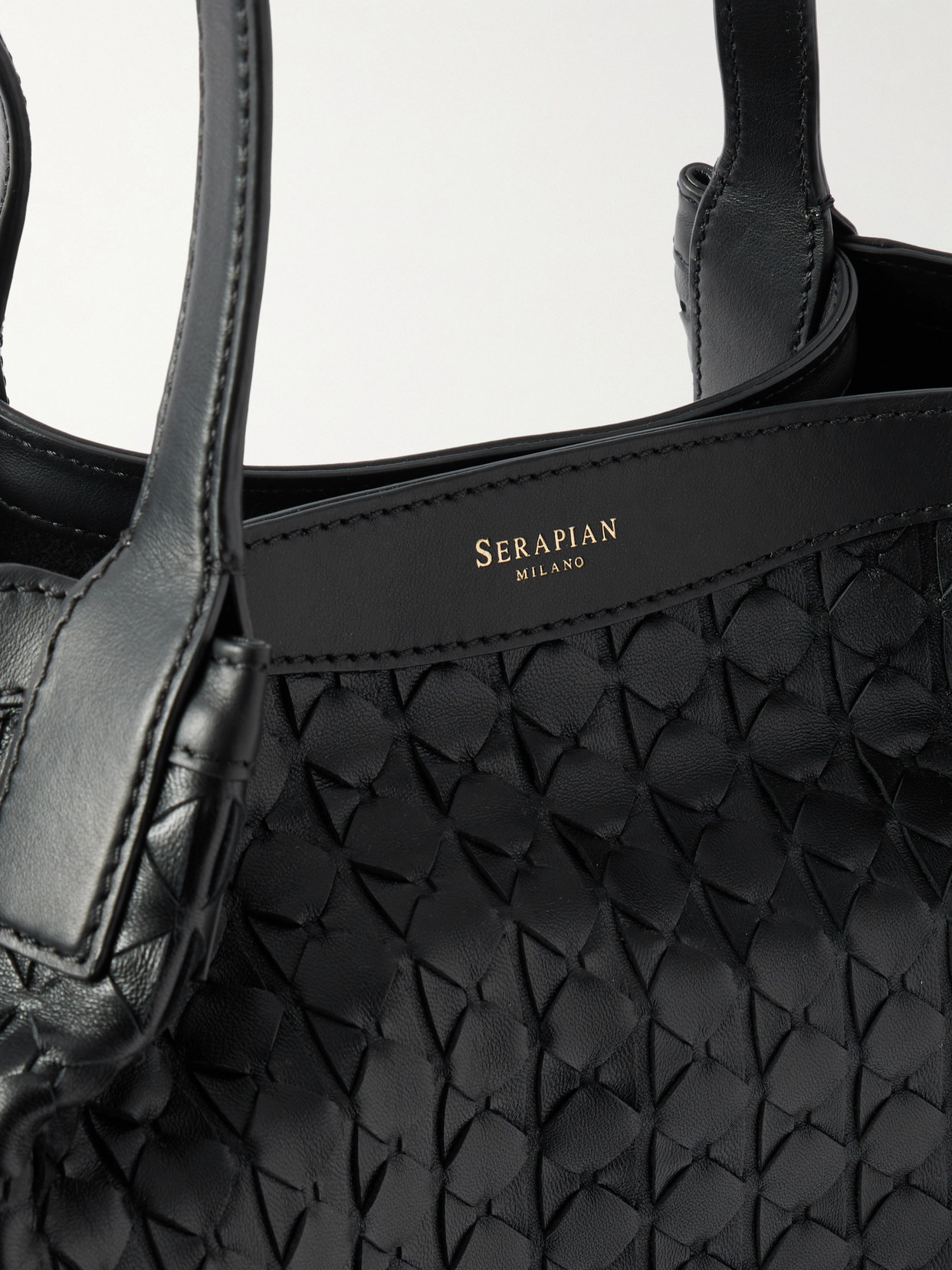 Serapian Secret Large Woven Leather Tote