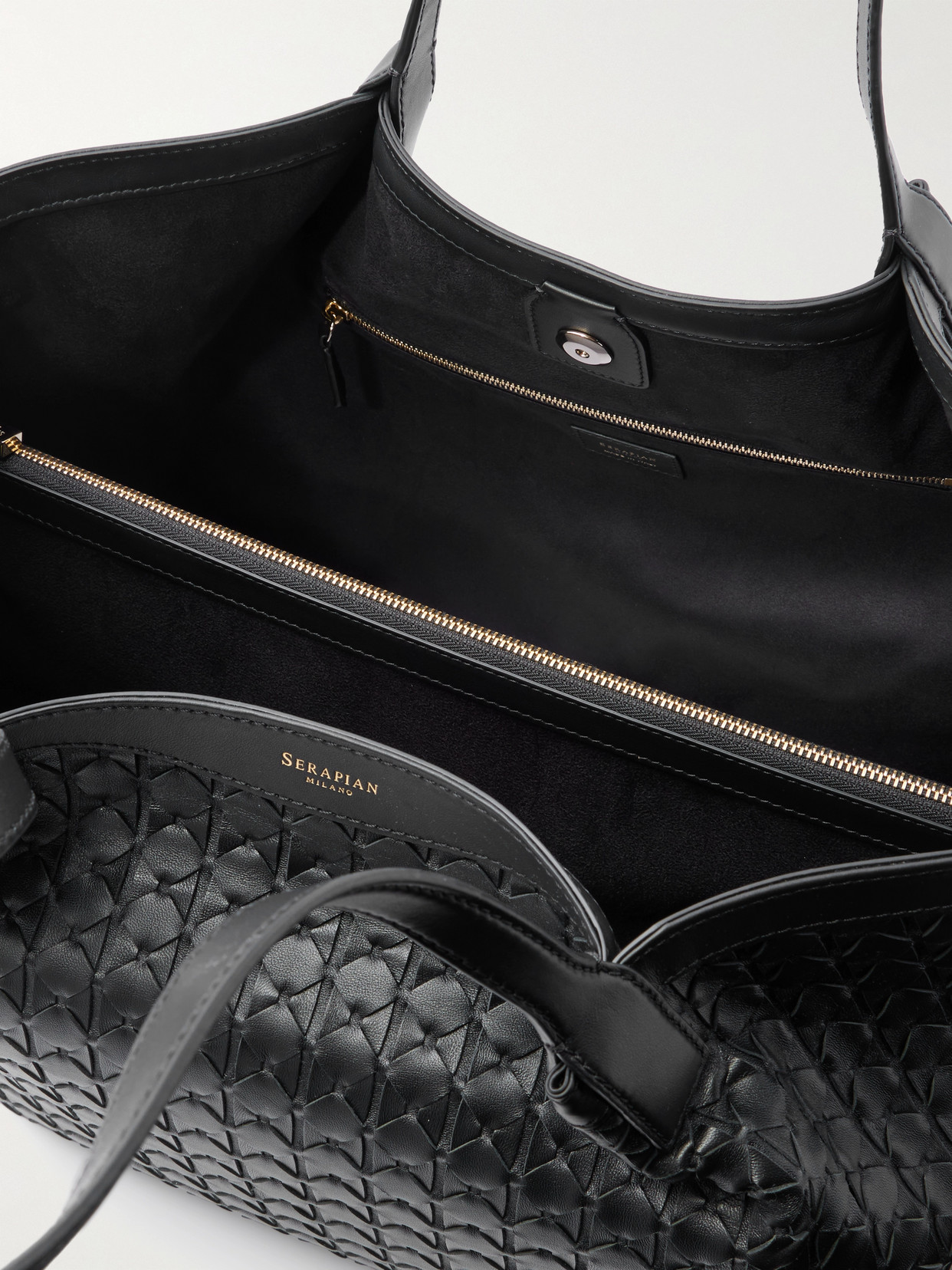Serapian Secret Large Woven Leather Tote