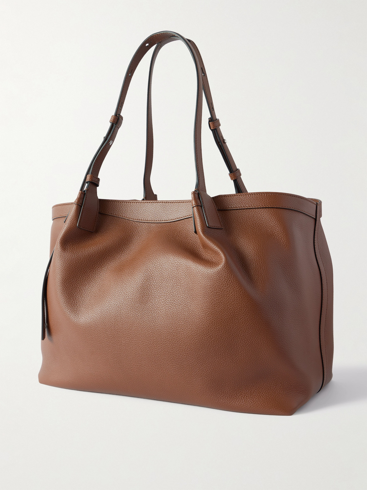 Serapian Secret Textured-leather Tote In Brown