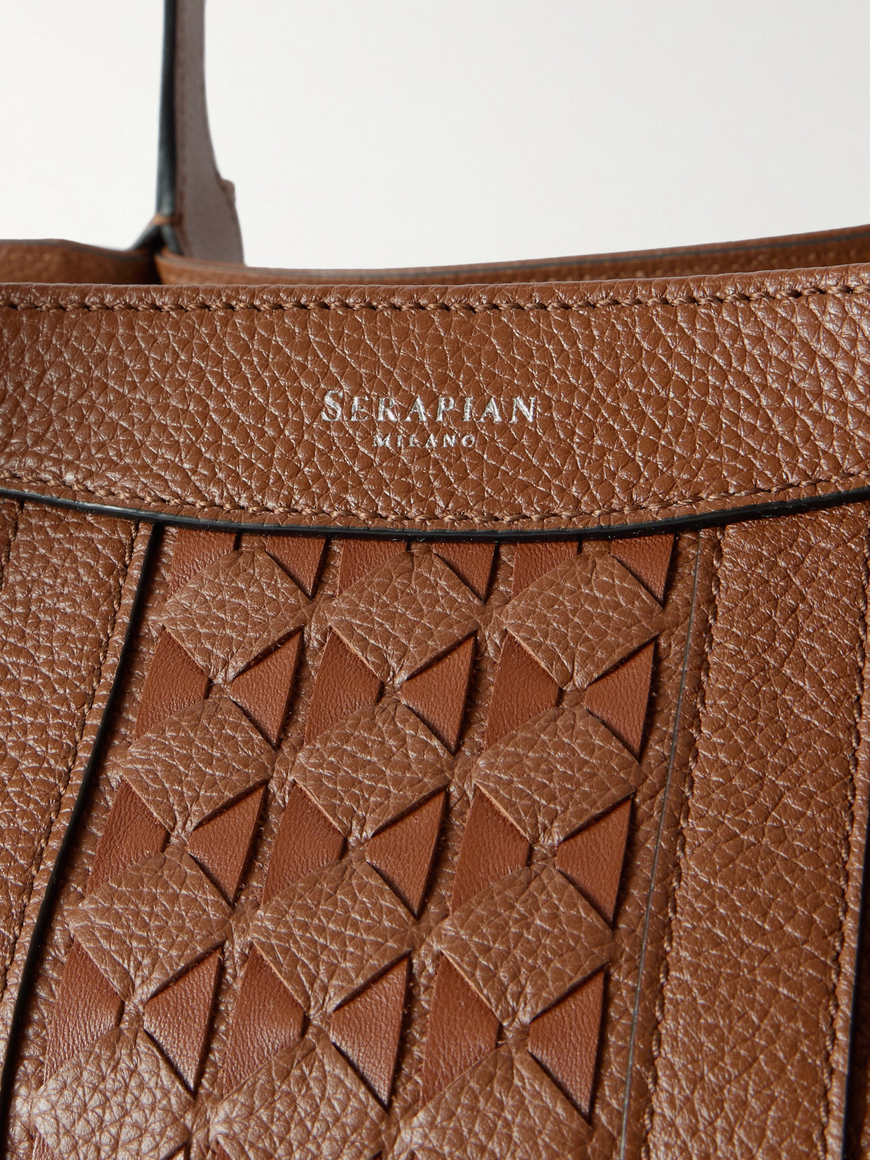 Serapian Secret Textured-leather Tote In Brown