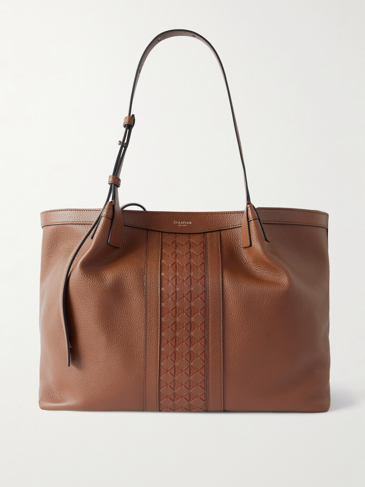 Serapian Secret Textured-leather Tote In Brown