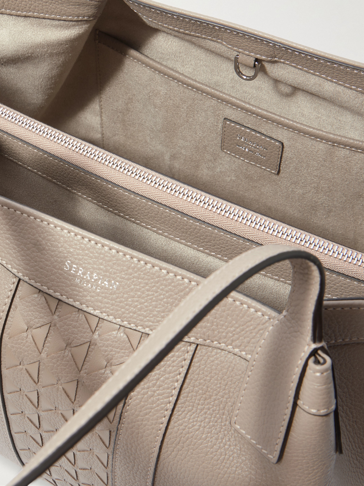 Serapian Secret Small Textured-leather Tote