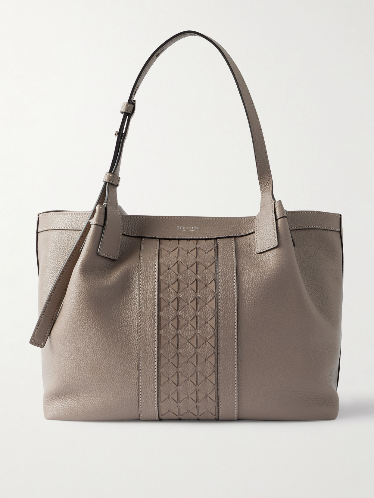 Serapian Secret Small Textured-leather Tote In Gray