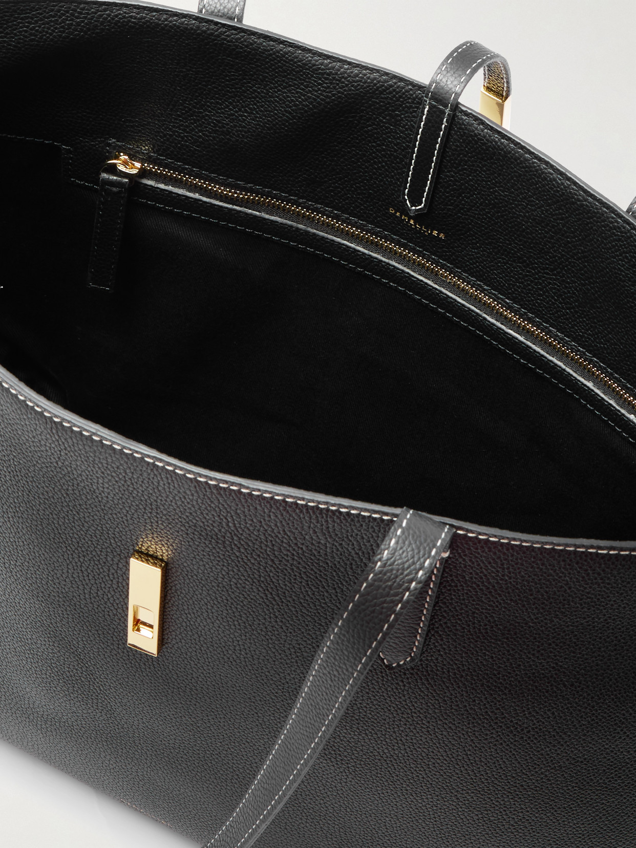 Demellier Tokyo Textured-leather Tote In Black