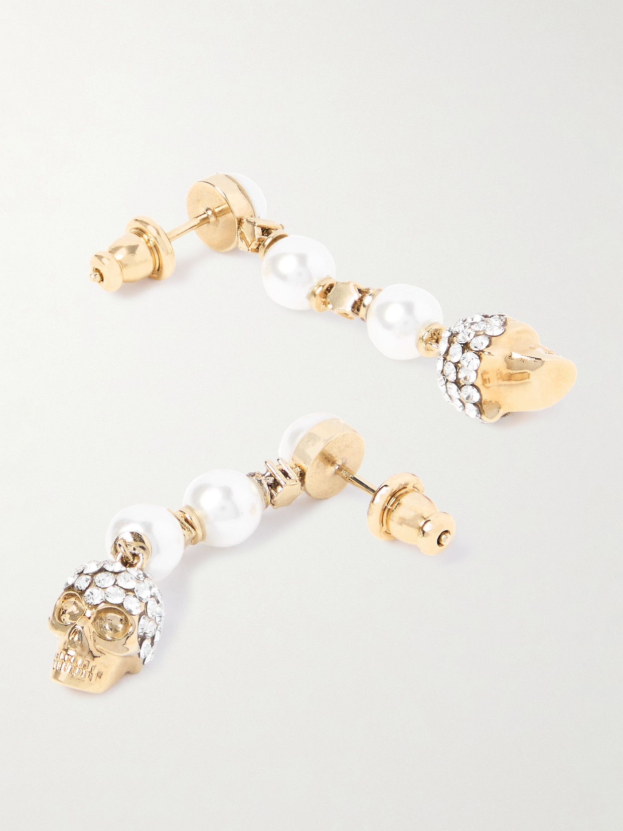 Alexander Mcqueen Gold-tone, Faux Pearl And Crystal Earrings