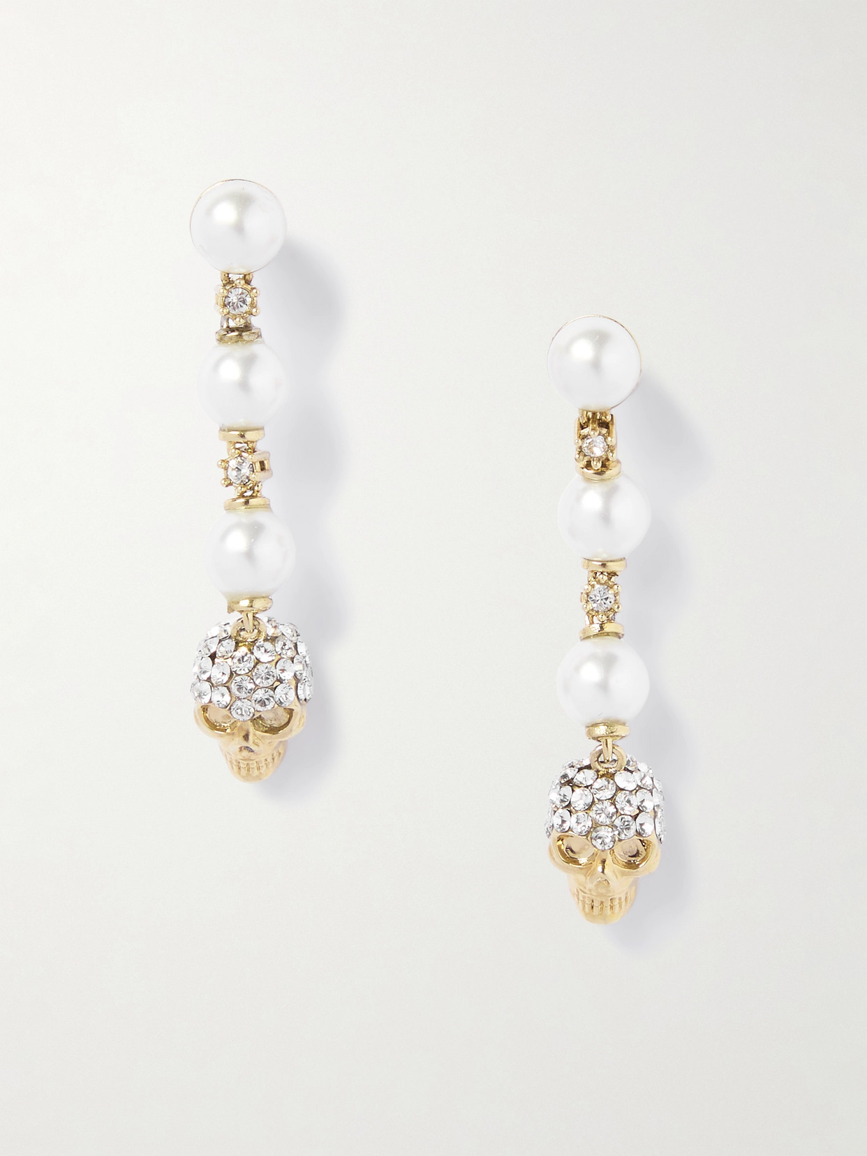 Alexander Mcqueen Gold-tone, Faux Pearl And Crystal Earrings