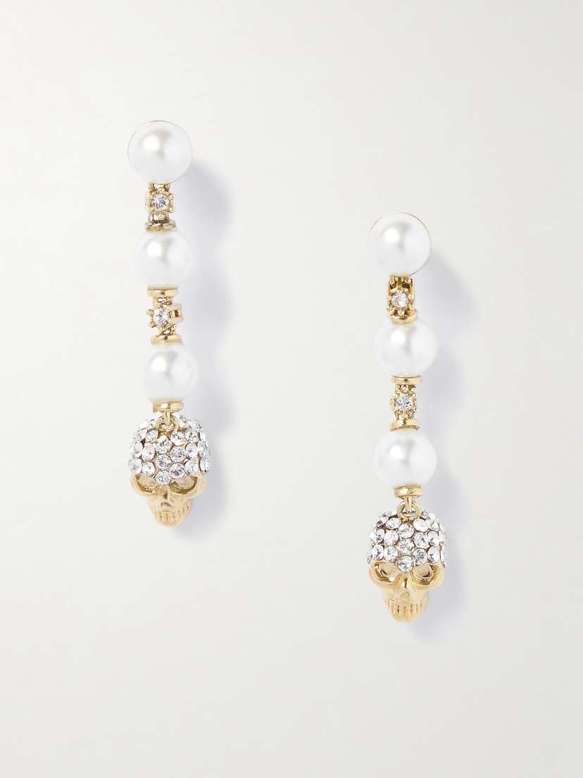 McQueen Gold-tone, Faux Pearl And Crystal Earrings