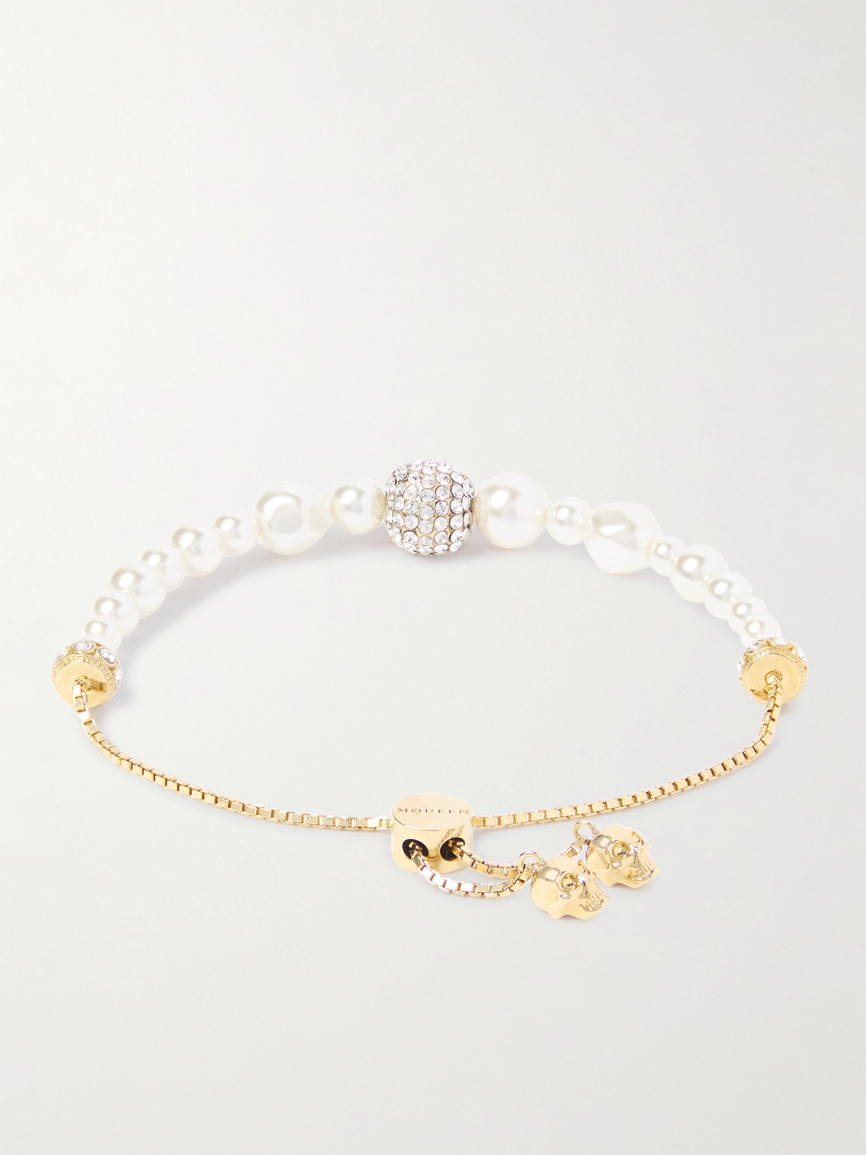 Alexander Mcqueen Gold-tone, Crystal And Faux Pearl Bracelet