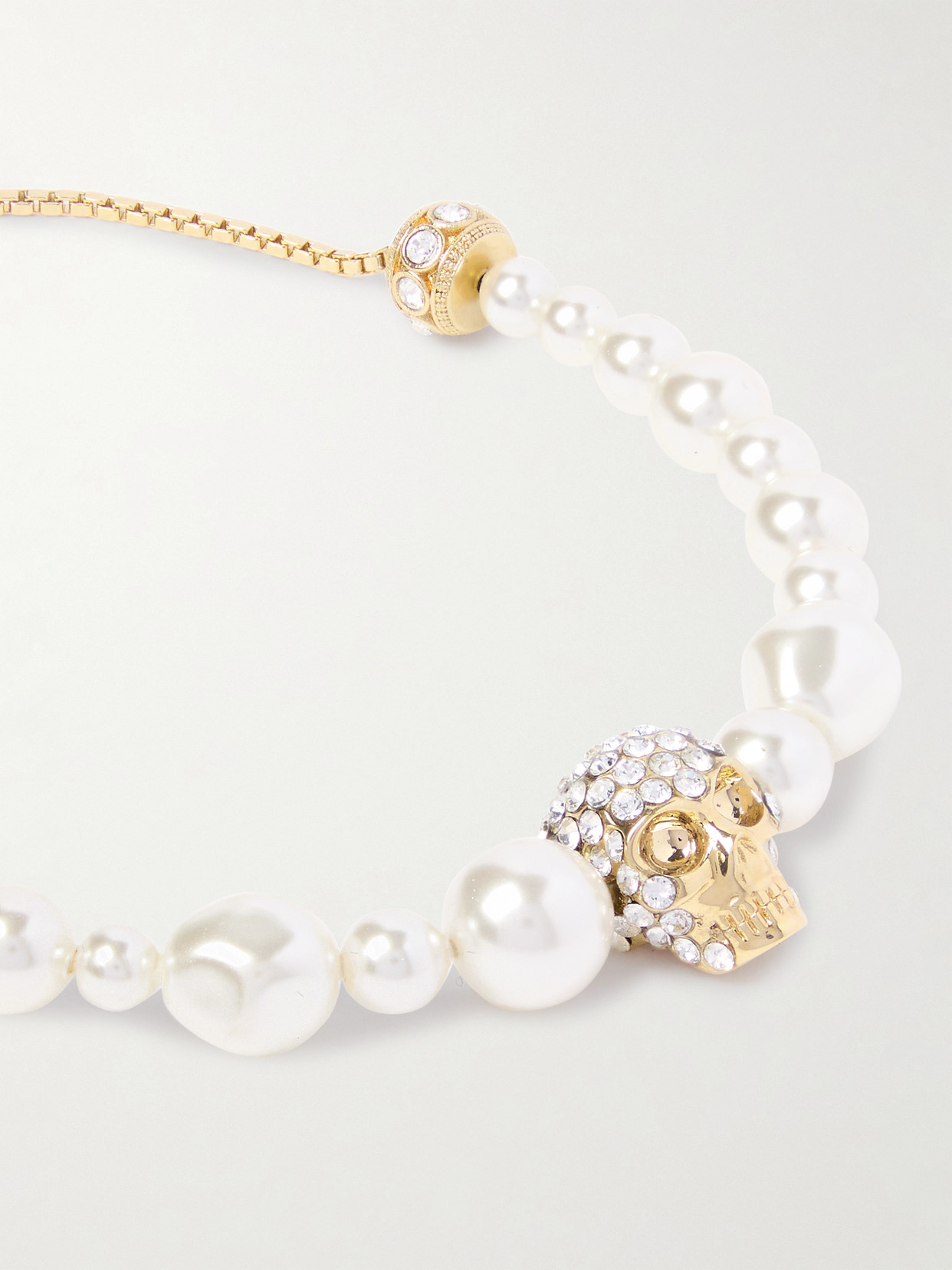 Alexander Mcqueen Gold-tone, Crystal And Faux Pearl Bracelet