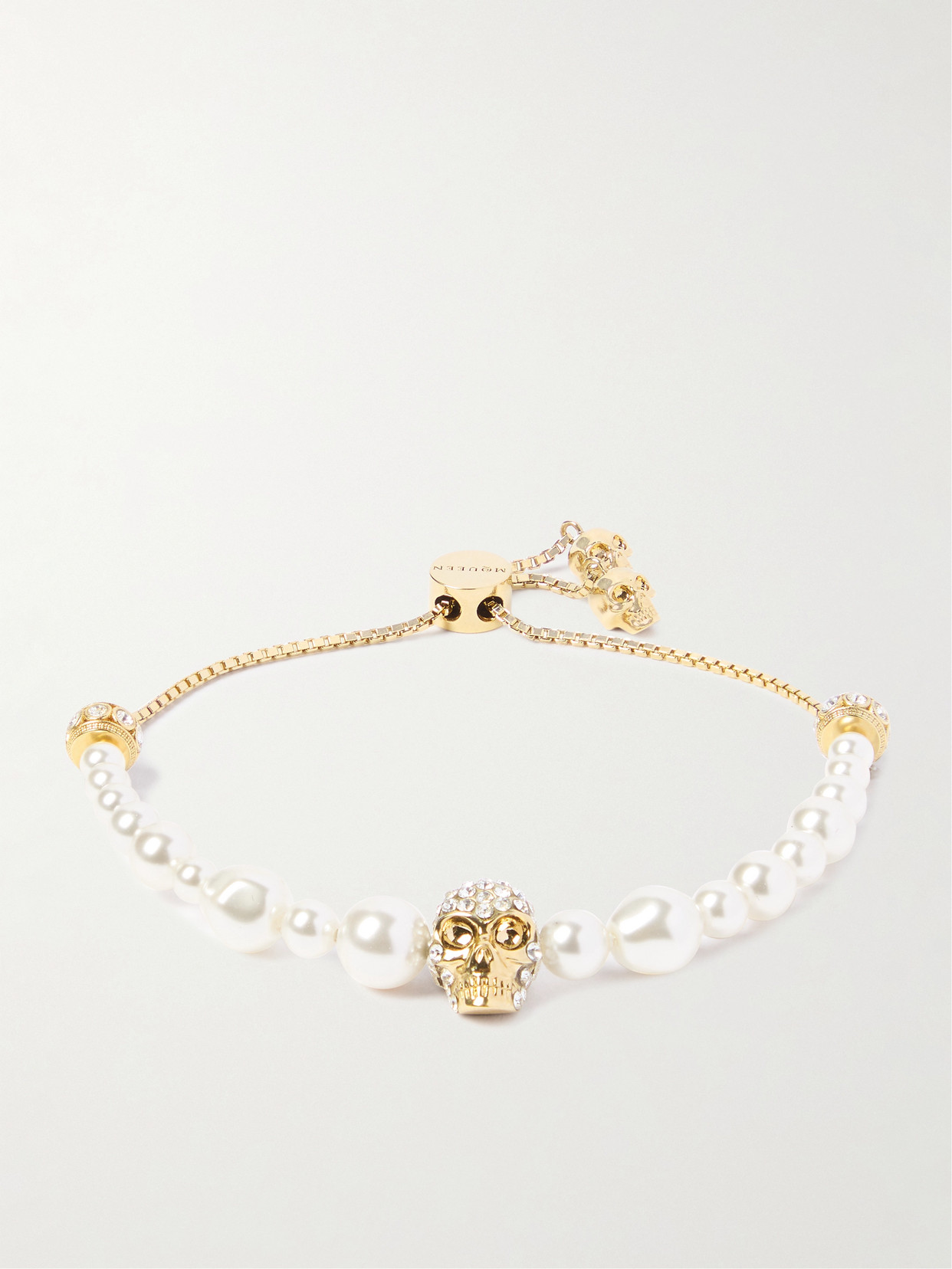Alexander Mcqueen Gold-tone, Crystal And Faux Pearl Bracelet