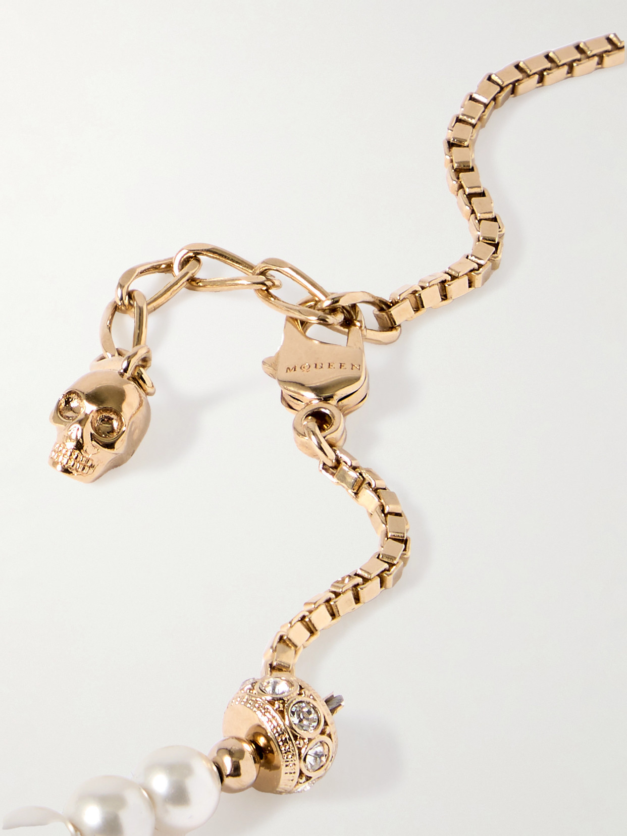 Alexander Mcqueen Gold-tone, Crystal And Faux Pearl Necklace