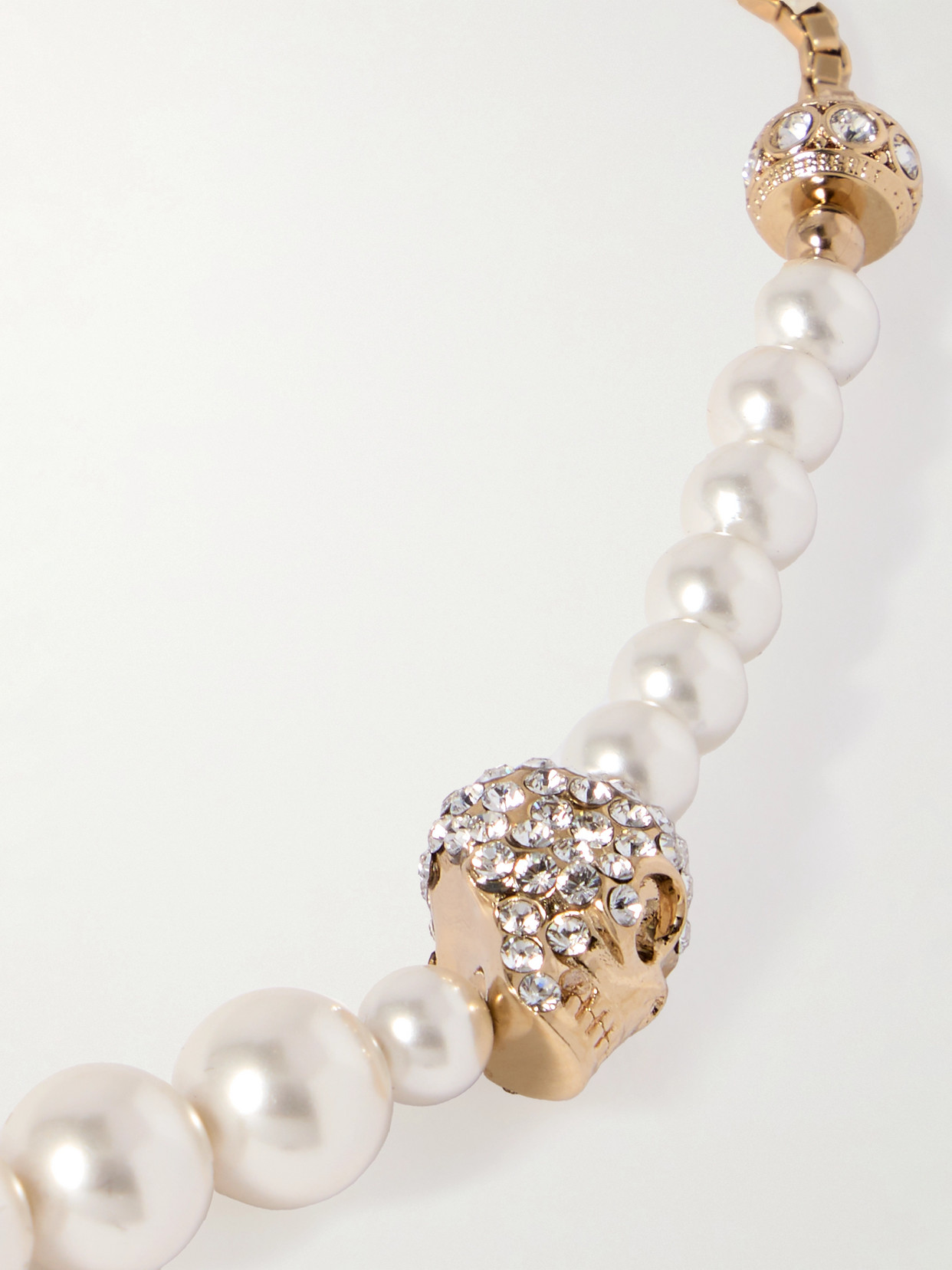 Alexander Mcqueen Gold-tone, Crystal And Faux Pearl Necklace
