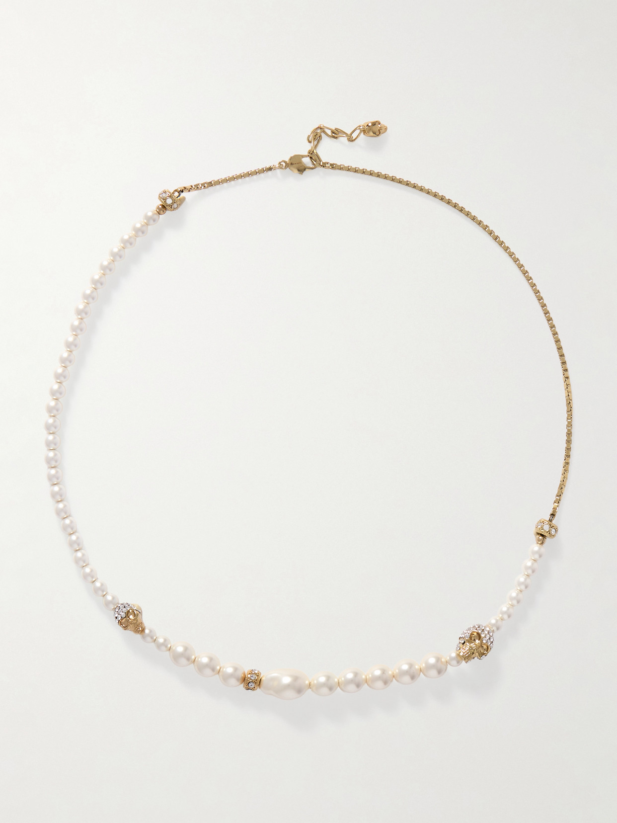 Alexander Mcqueen Gold-tone, Crystal And Faux Pearl Necklace
