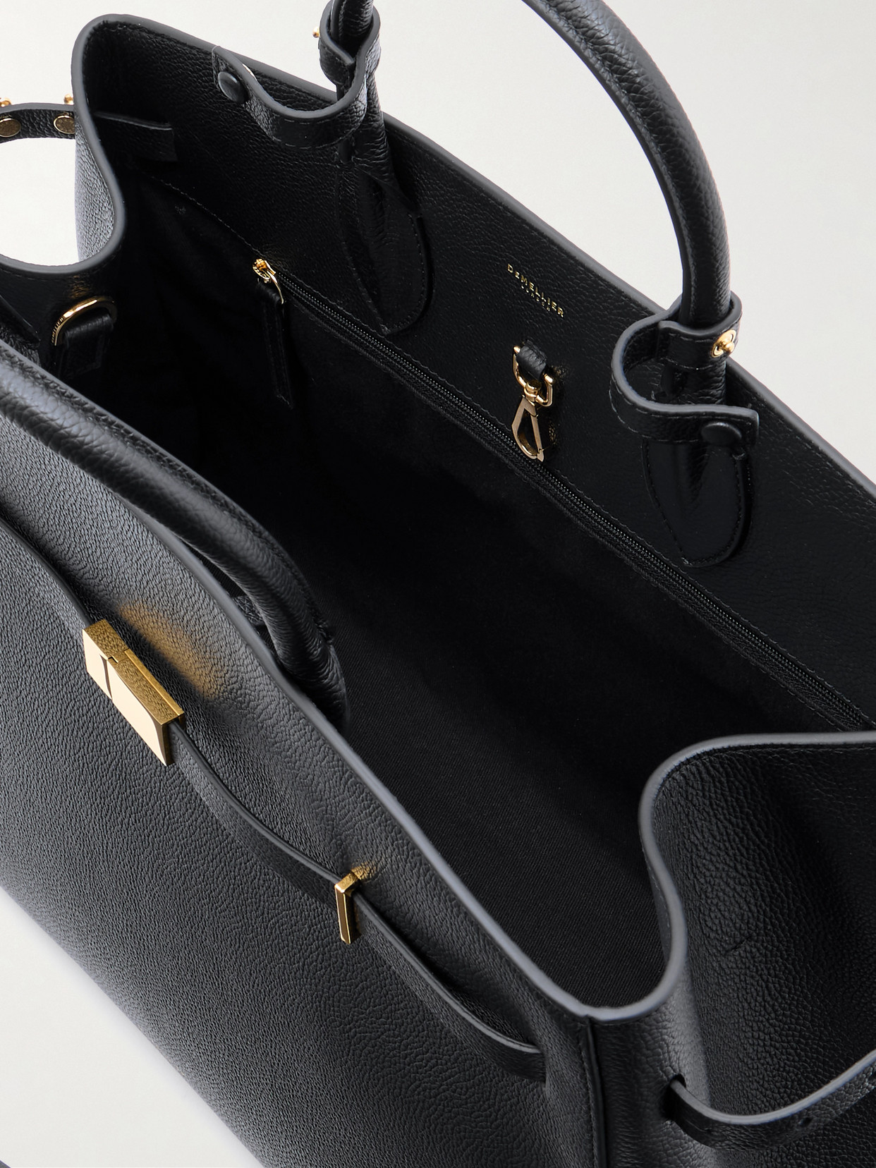Demellier The Hudson Small Textured-leather Tote In Black