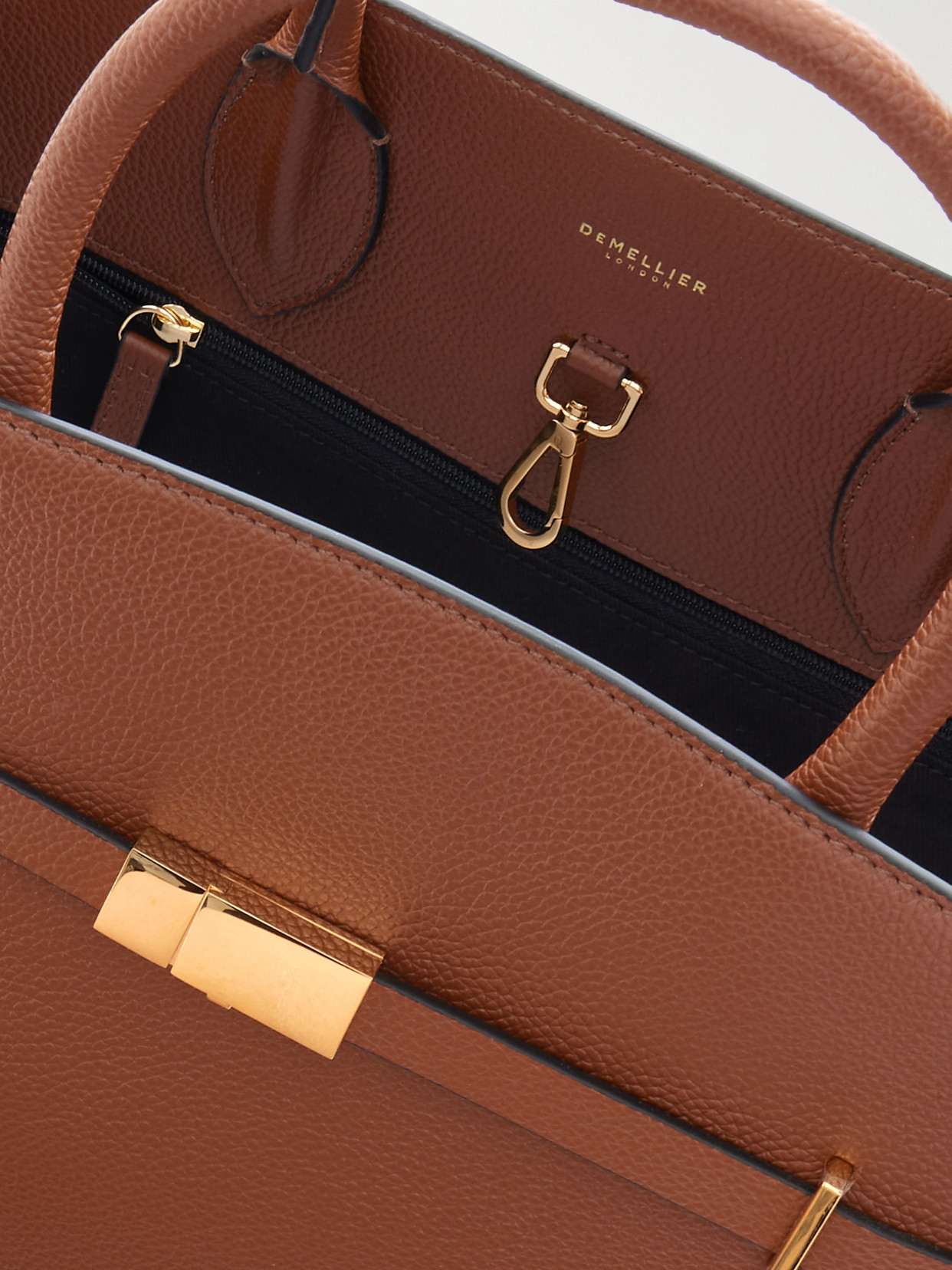 Demellier The Hudson Small Textured-leather Tote In Brown