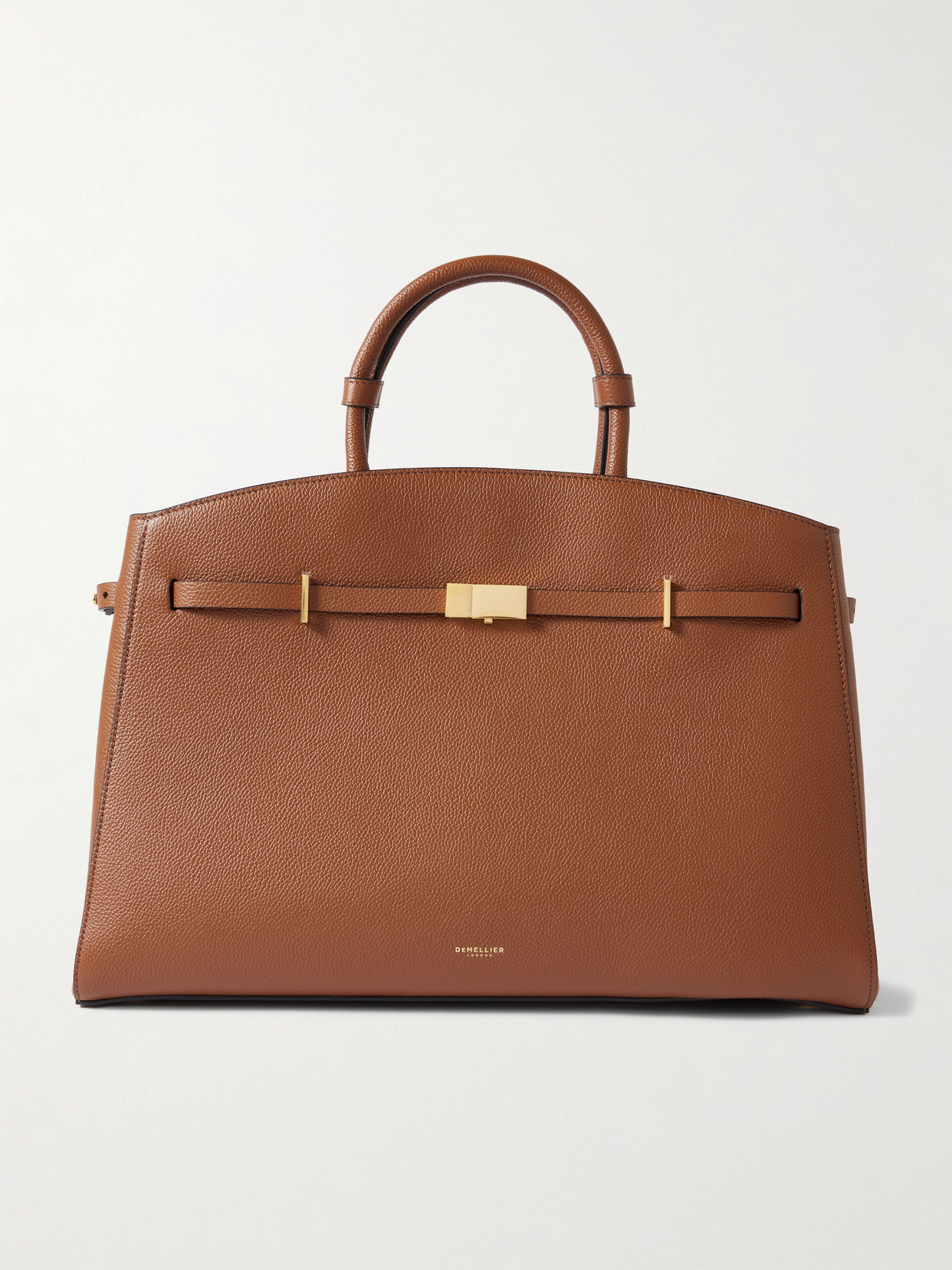 Demellier The Hudson Small Textured-leather Tote In Brown