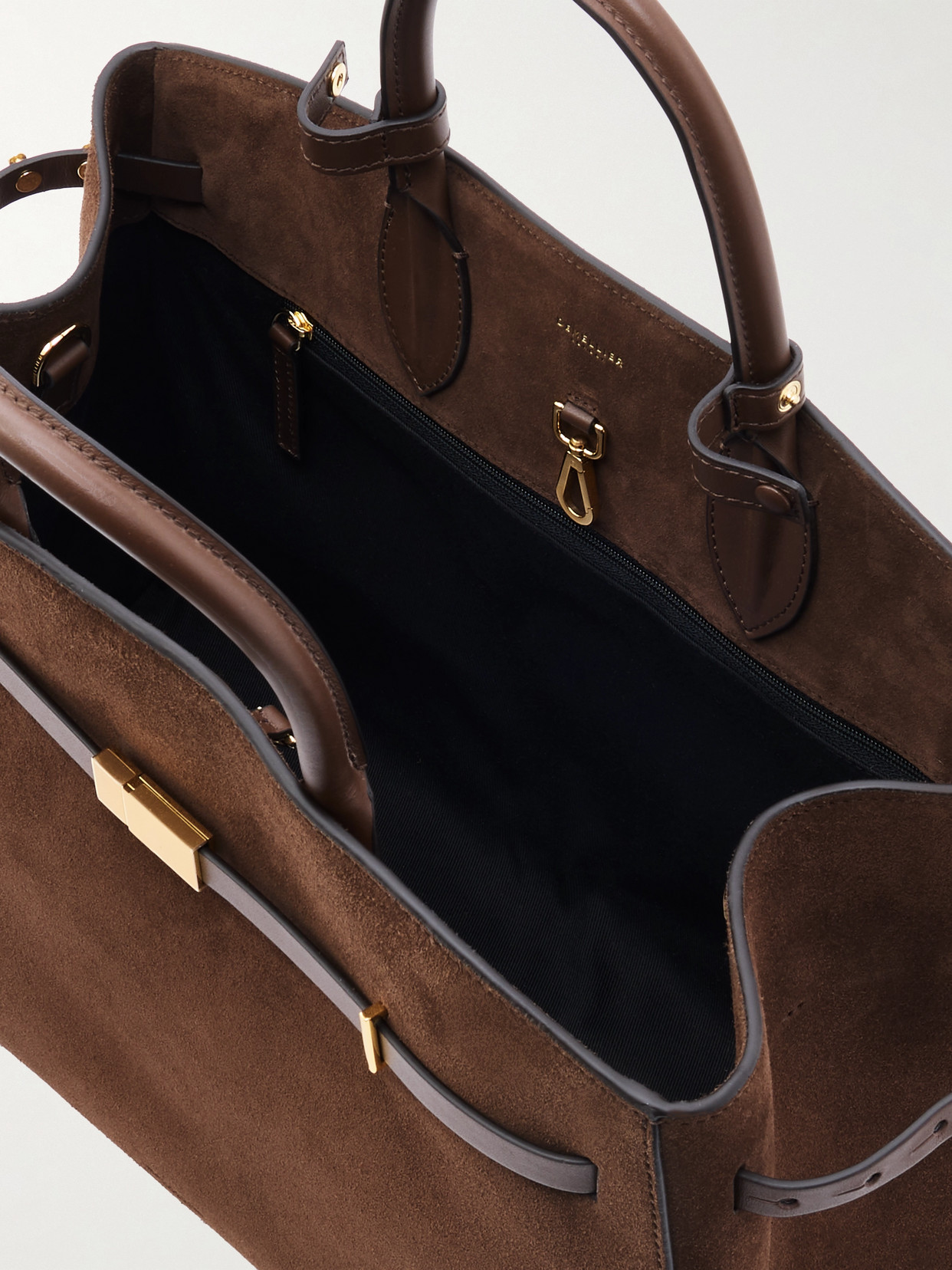 Demellier The Hudson Small Suede Tote In Brown