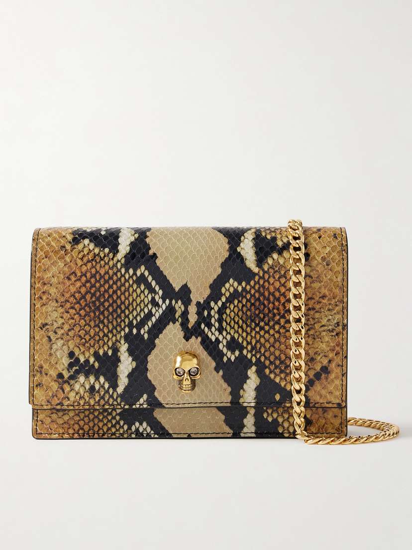McQueen Skull Small Snake-effect Leather Shoulder Bag