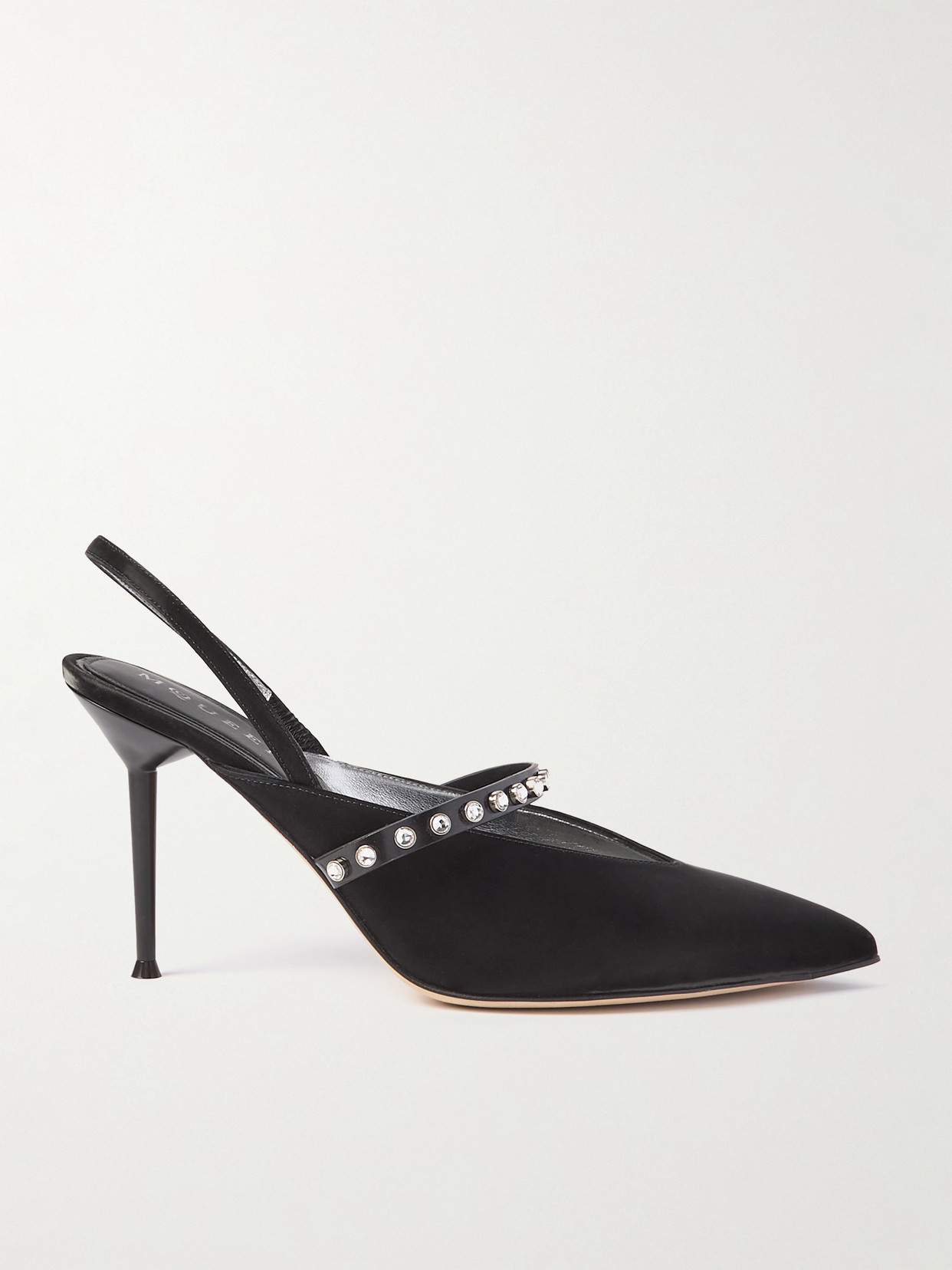 Alexander Mcqueen Revel Embellished Leather-trimmed Suede Slingback Pumps