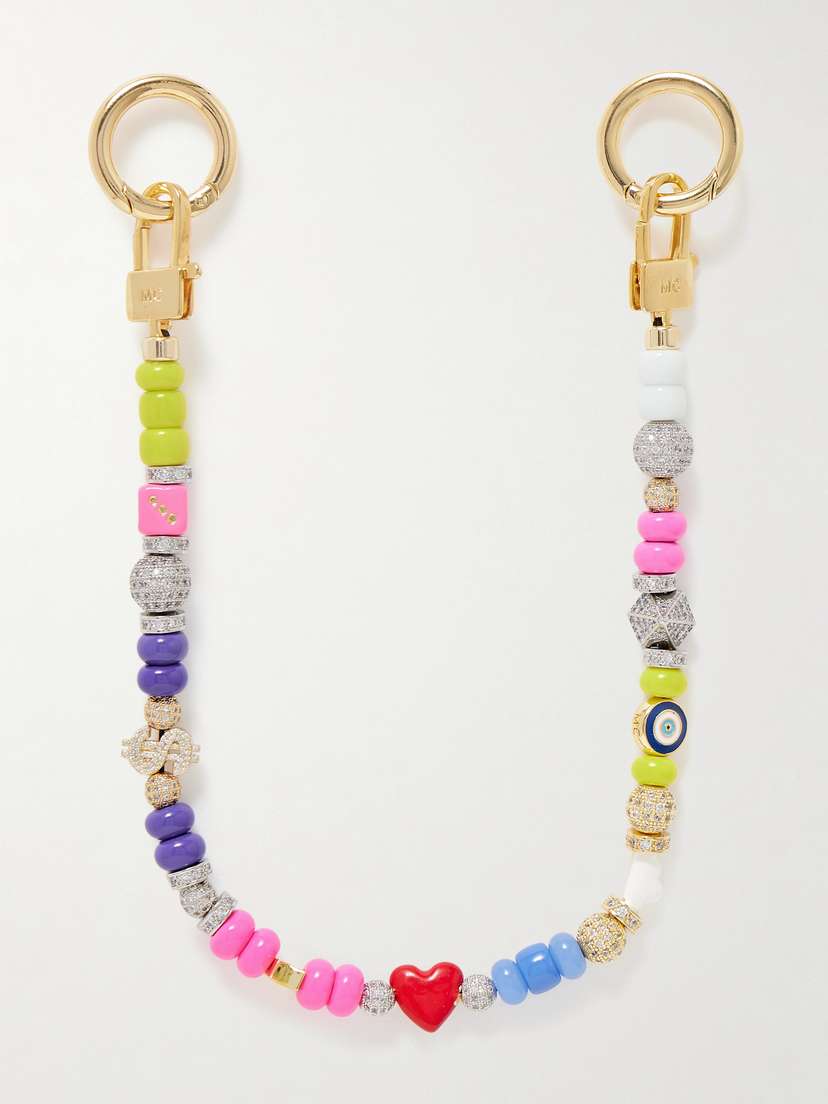 Martha Calvo Gold- And Silver-tone, Enamel And Crystal Bag Charm