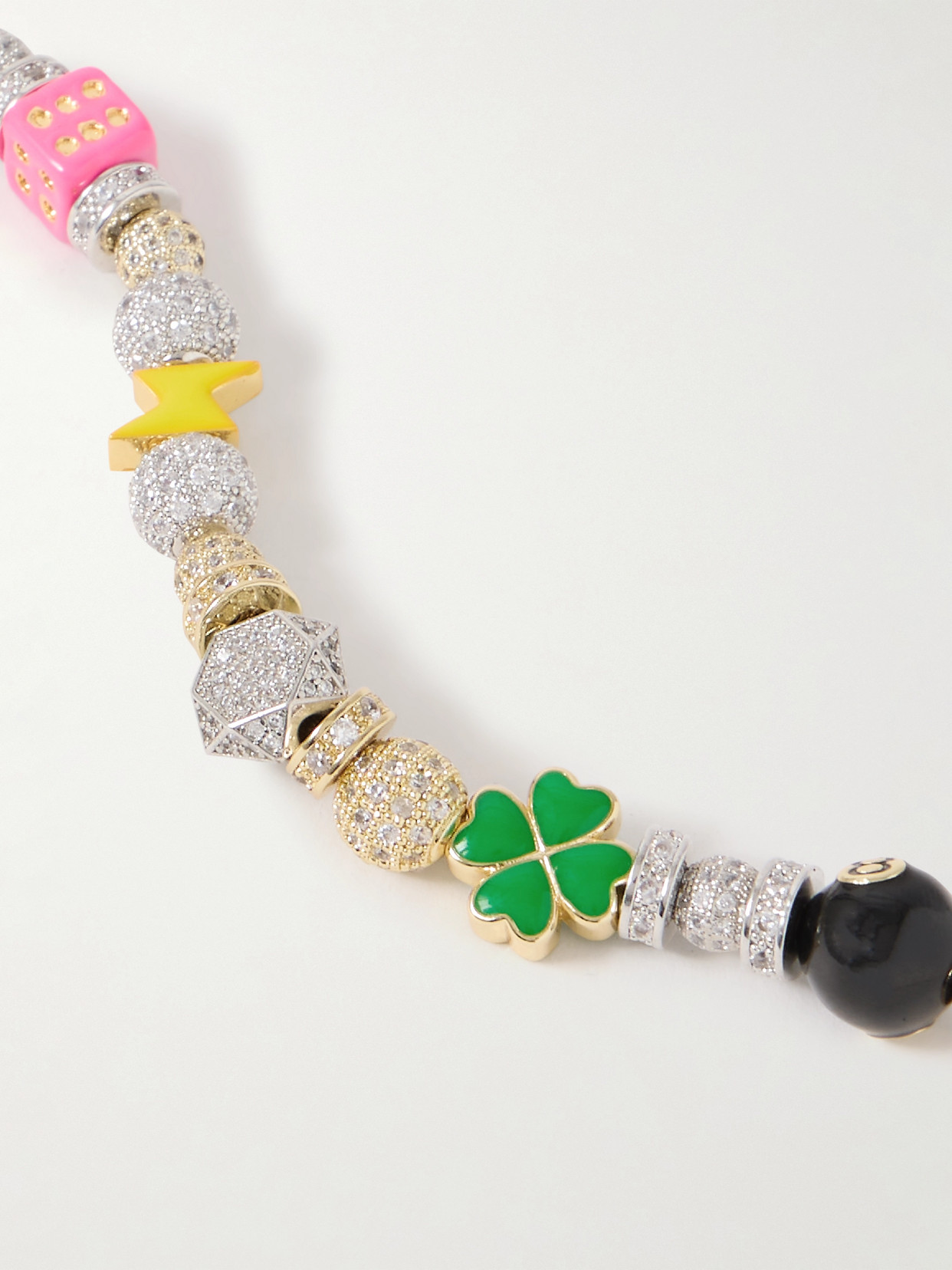 Martha Calvo Good Luck Gold- And Silver-tone, Crystal And Enamel Bag Charm
