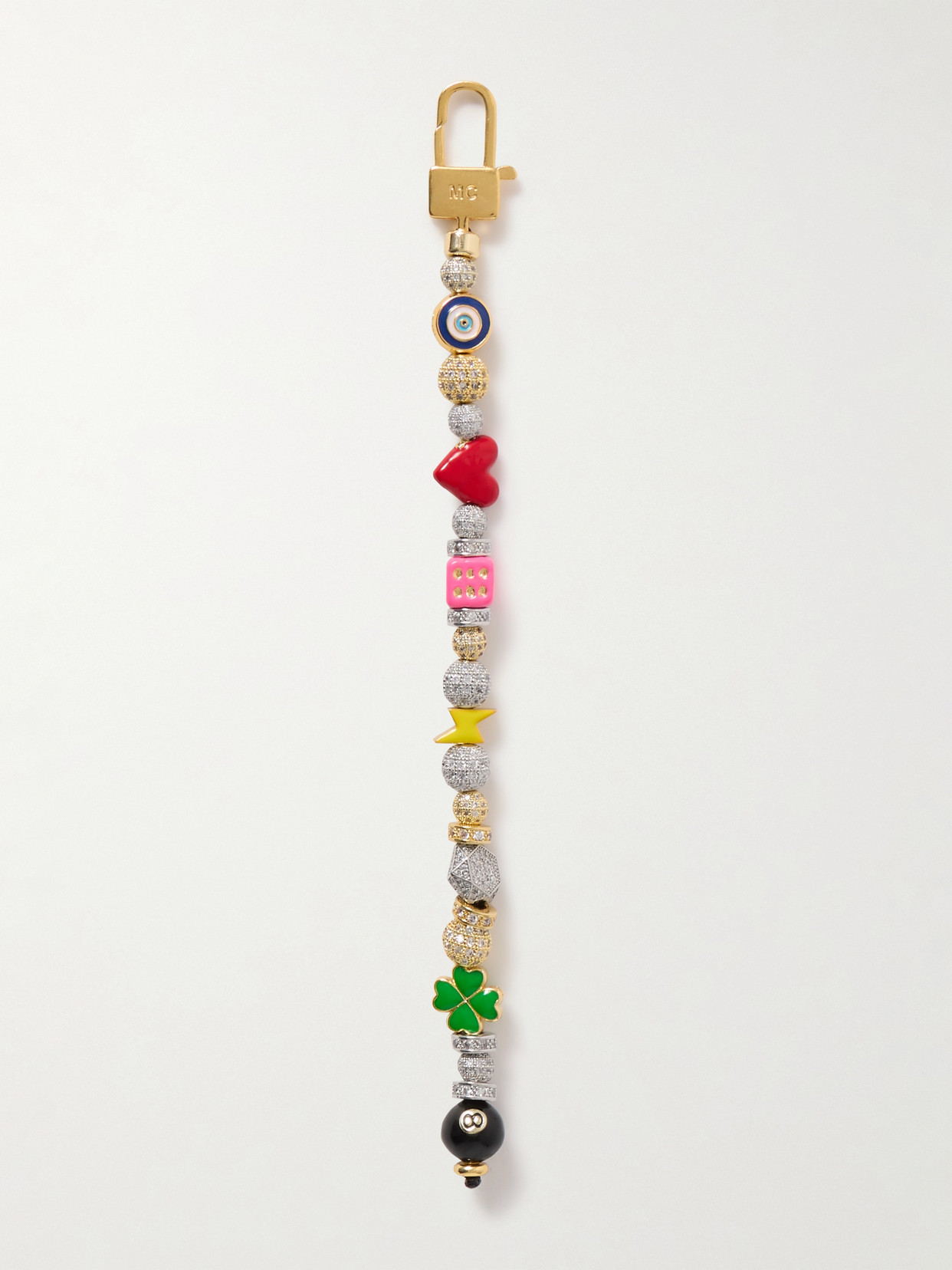 Martha Calvo Good Luck Gold- And Silver-tone, Crystal And Enamel Bag Charm In Multi